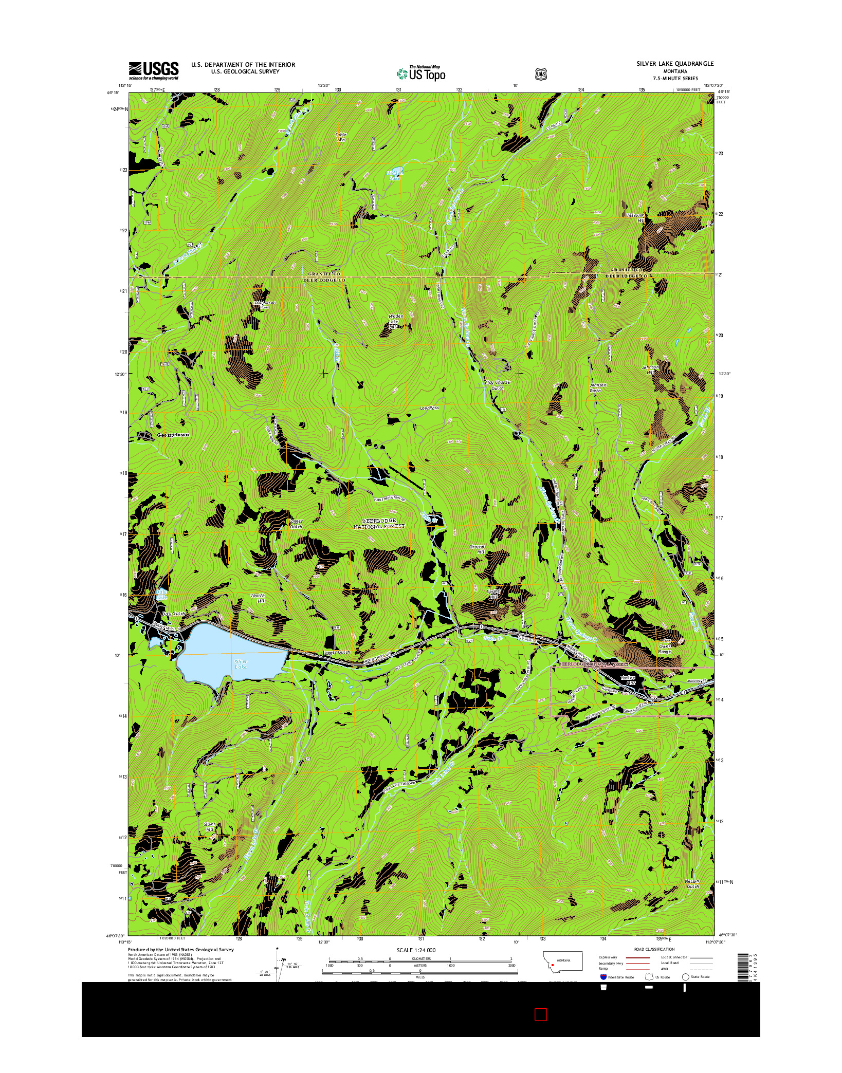 USGS US TOPO 7.5-MINUTE MAP FOR SILVER LAKE, MT 2014
