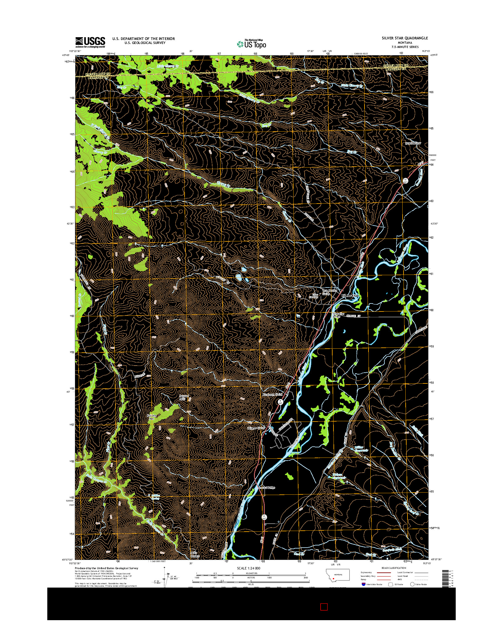 USGS US TOPO 7.5-MINUTE MAP FOR SILVER STAR, MT 2014