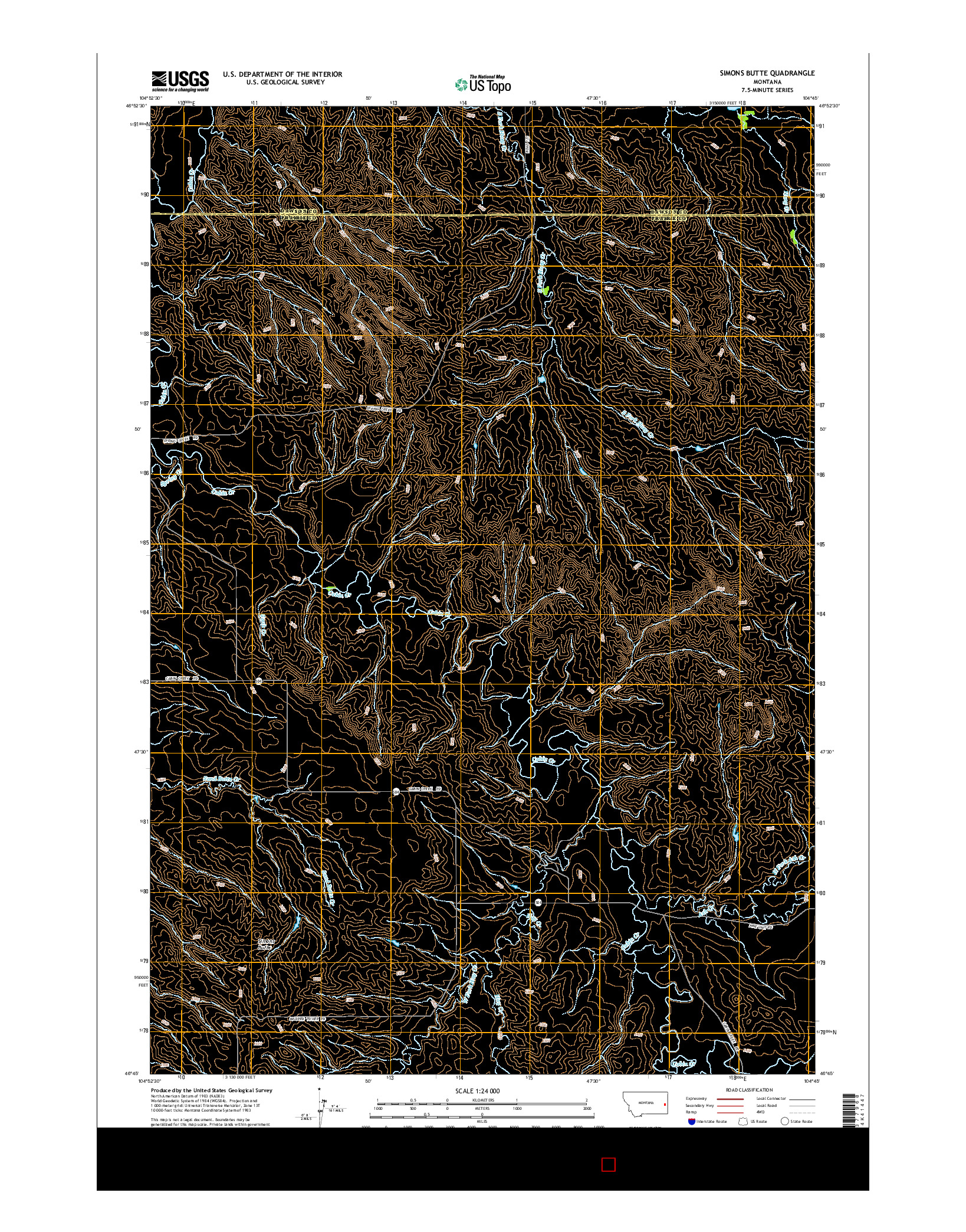 USGS US TOPO 7.5-MINUTE MAP FOR SIMONS BUTTE, MT 2014