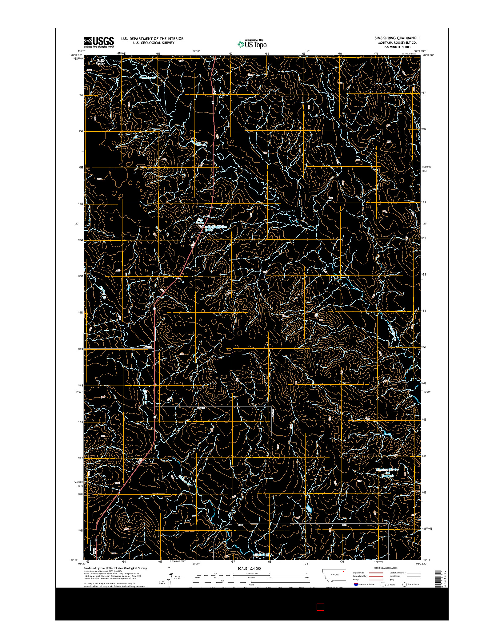 USGS US TOPO 7.5-MINUTE MAP FOR SIMS SPRING, MT 2014