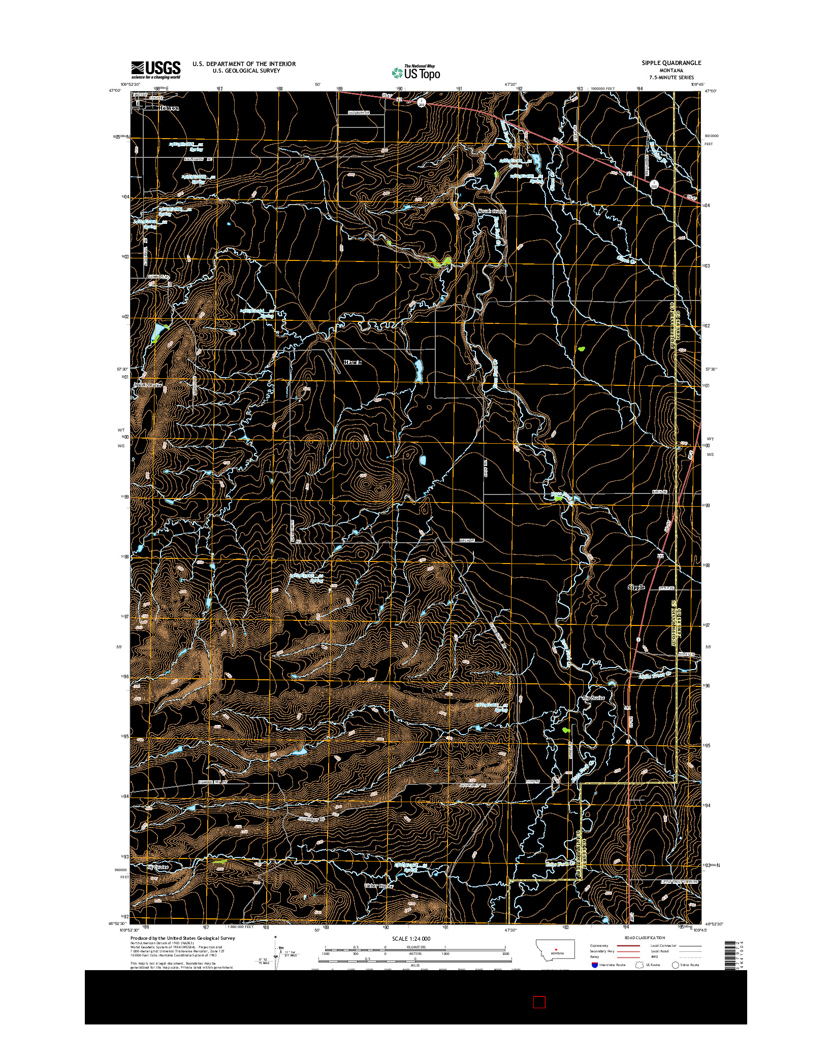 USGS US TOPO 7.5-MINUTE MAP FOR SIPPLE, MT 2014