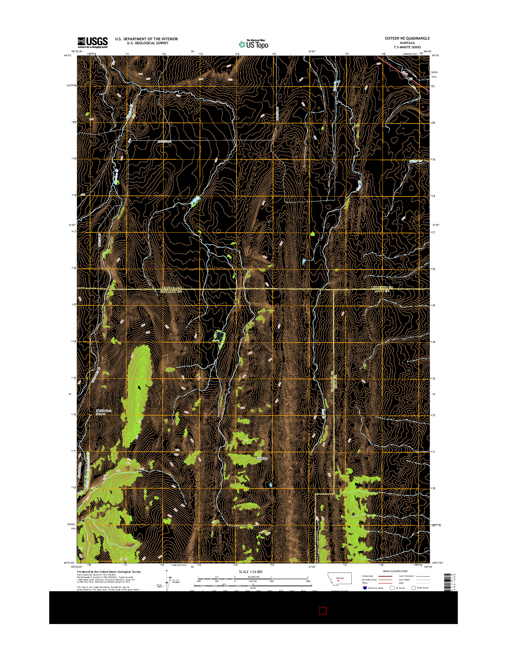 USGS US TOPO 7.5-MINUTE MAP FOR SIXTEEN NE, MT 2014