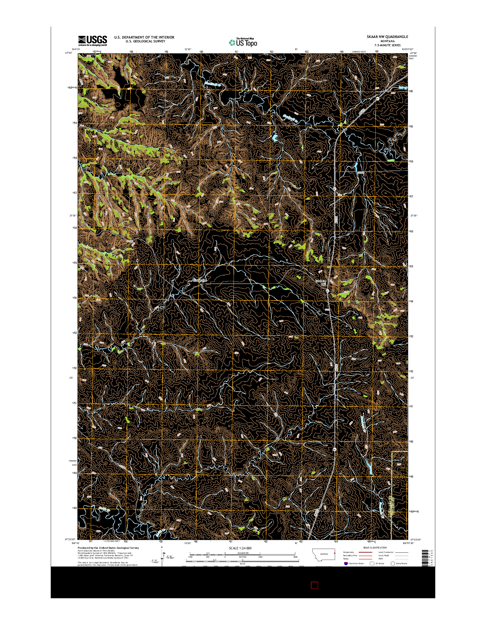 USGS US TOPO 7.5-MINUTE MAP FOR SKAAR NW, MT 2014