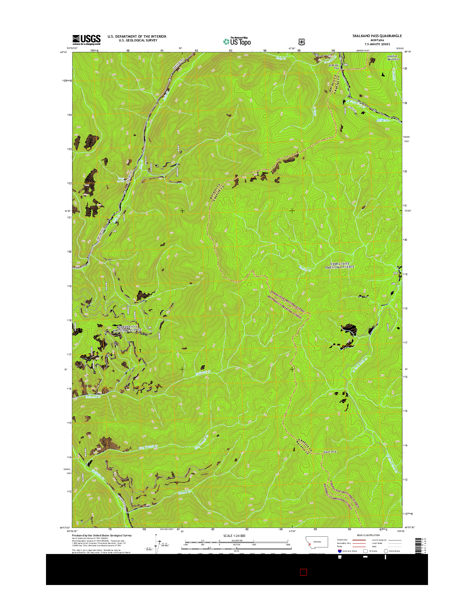 USGS US TOPO 7.5-MINUTE MAP FOR SKALKAHO PASS, MT 2014
