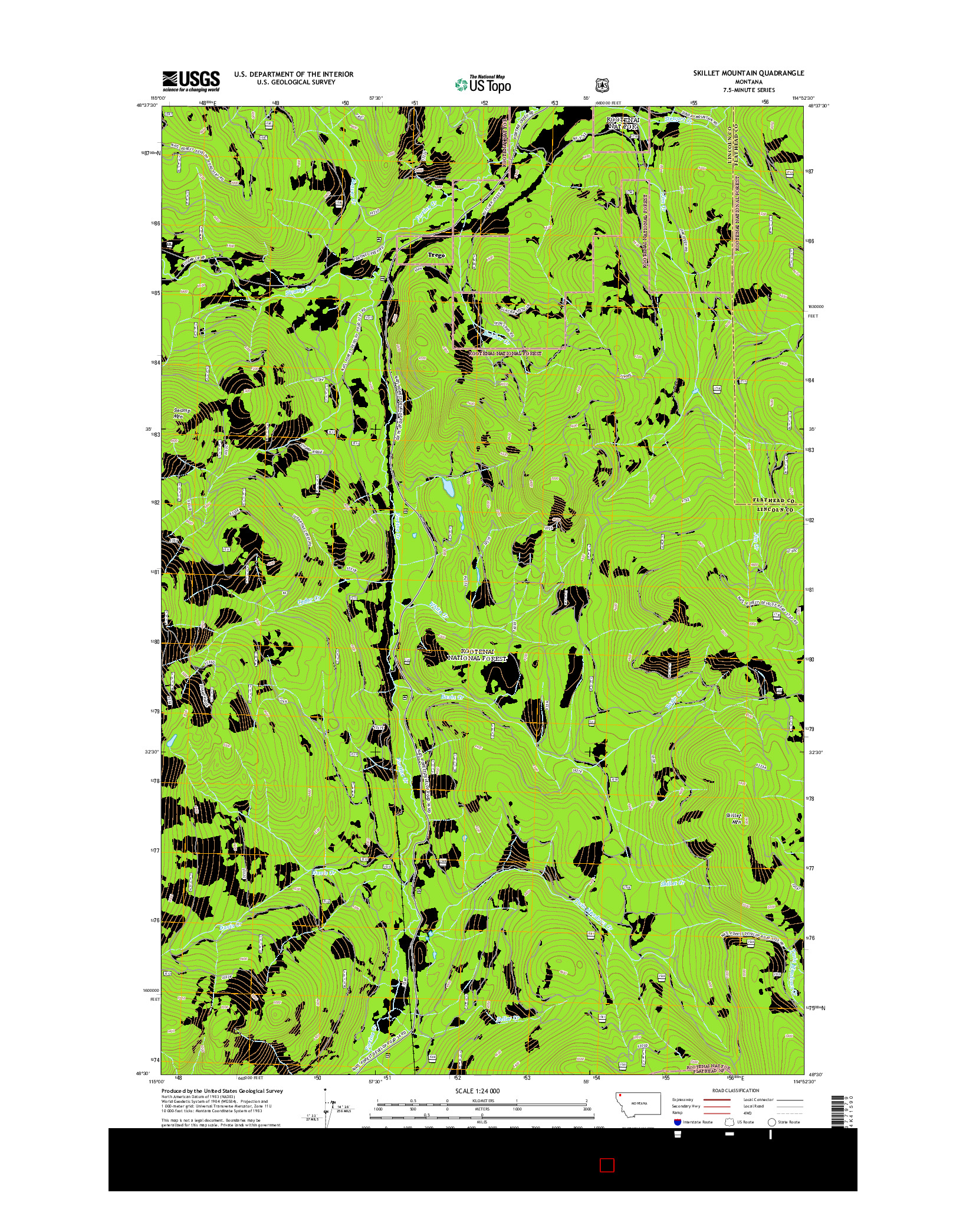 USGS US TOPO 7.5-MINUTE MAP FOR SKILLET MOUNTAIN, MT 2014