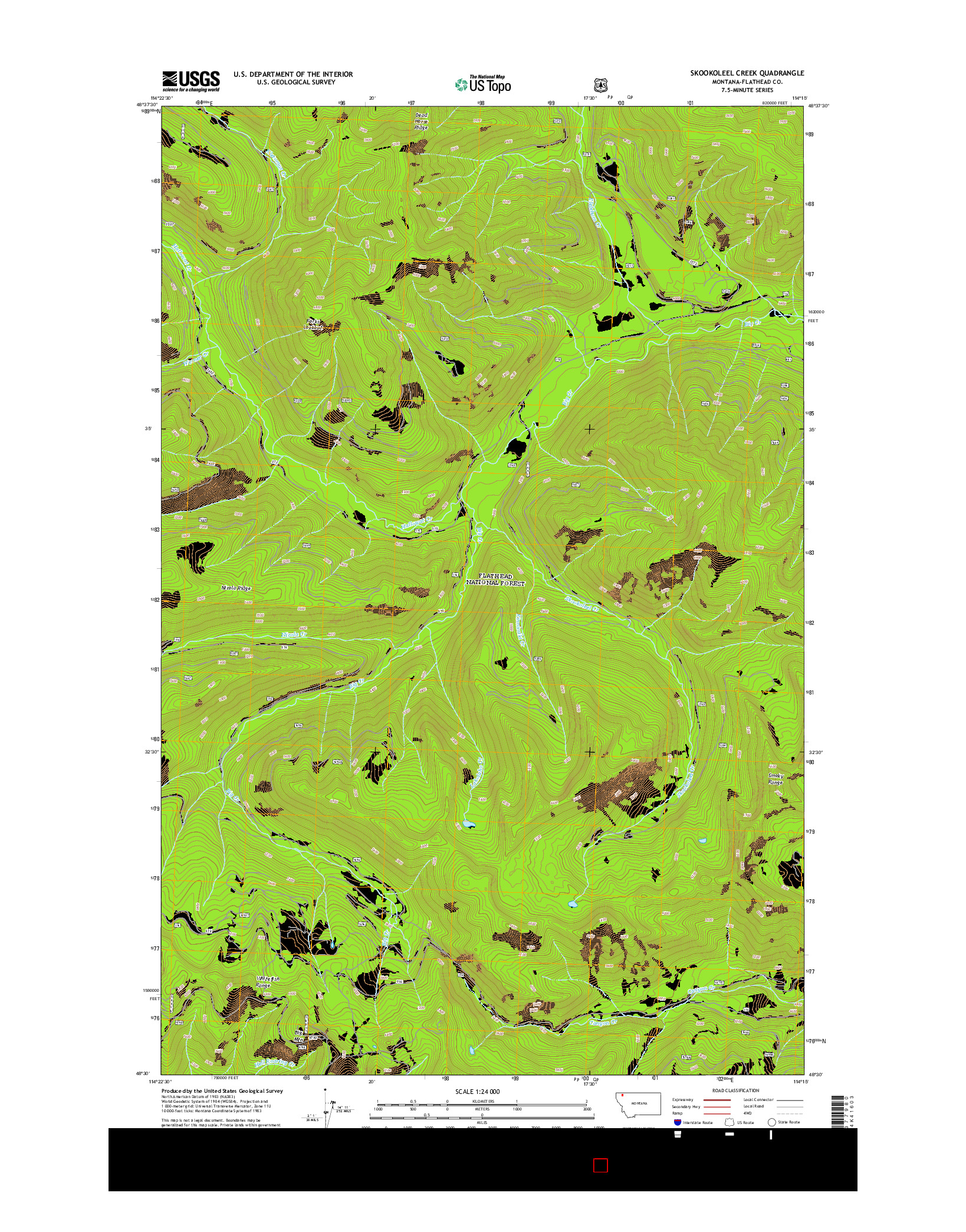 USGS US TOPO 7.5-MINUTE MAP FOR SKOOKOLEEL CREEK, MT 2014