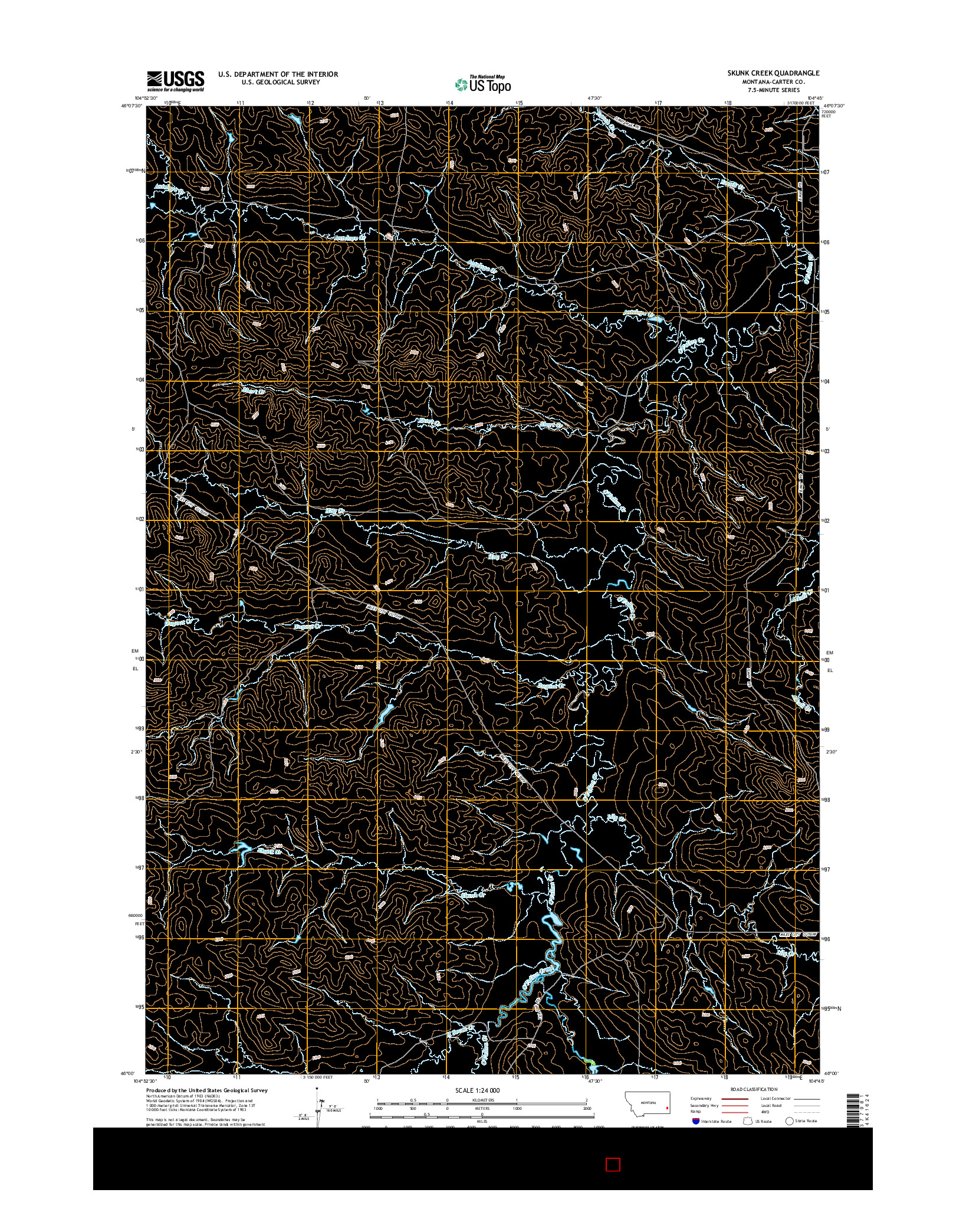 USGS US TOPO 7.5-MINUTE MAP FOR SKUNK CREEK, MT 2014