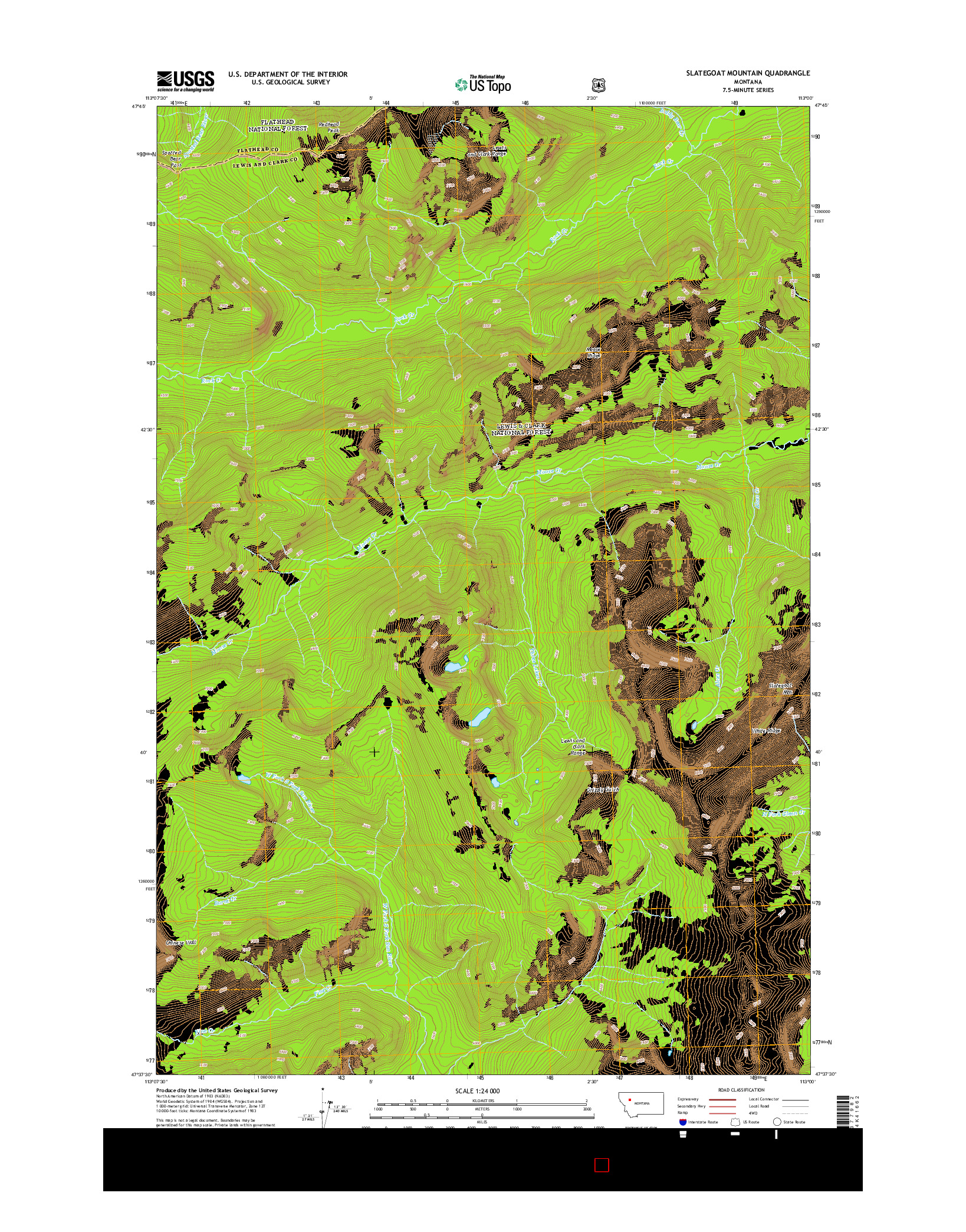 USGS US TOPO 7.5-MINUTE MAP FOR SLATEGOAT MOUNTAIN, MT 2014