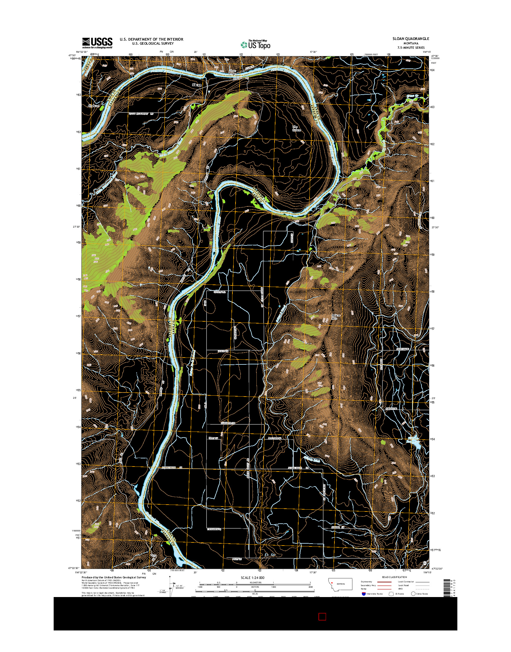 USGS US TOPO 7.5-MINUTE MAP FOR SLOAN, MT 2014