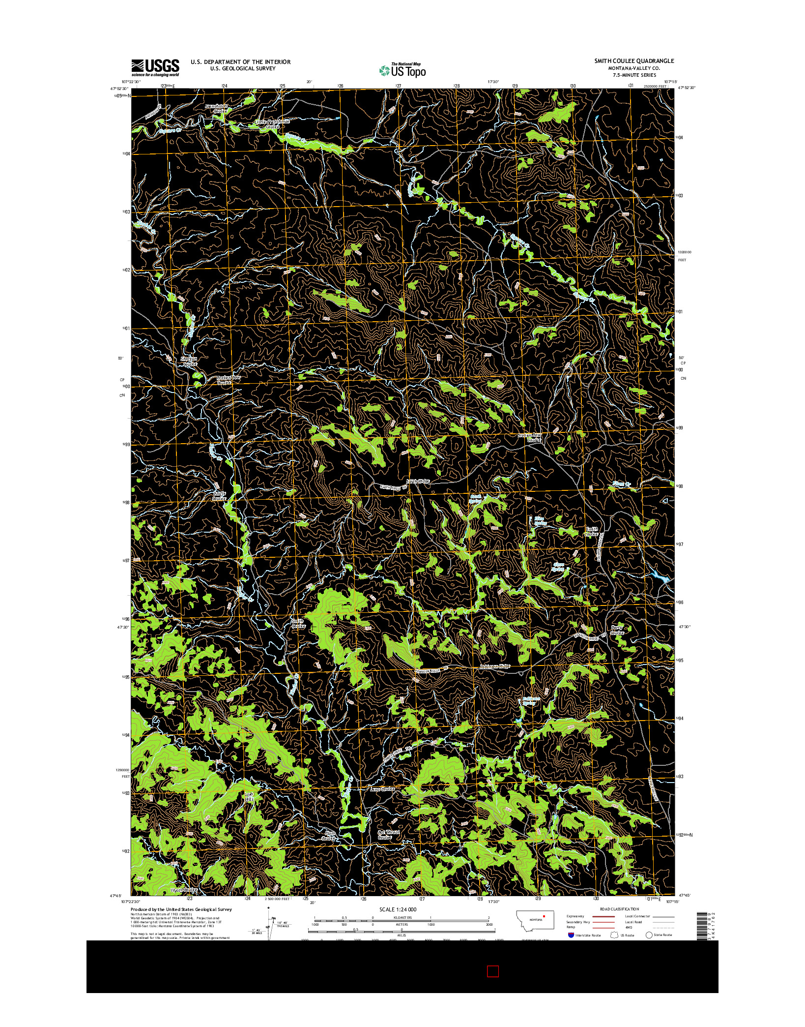 USGS US TOPO 7.5-MINUTE MAP FOR SMITH COULEE, MT 2014