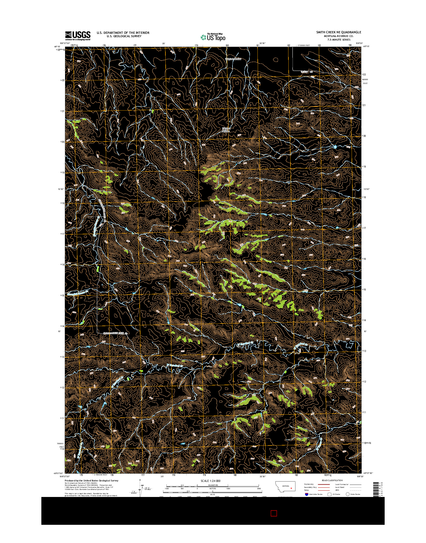 USGS US TOPO 7.5-MINUTE MAP FOR SMITH CREEK NE, MT 2014