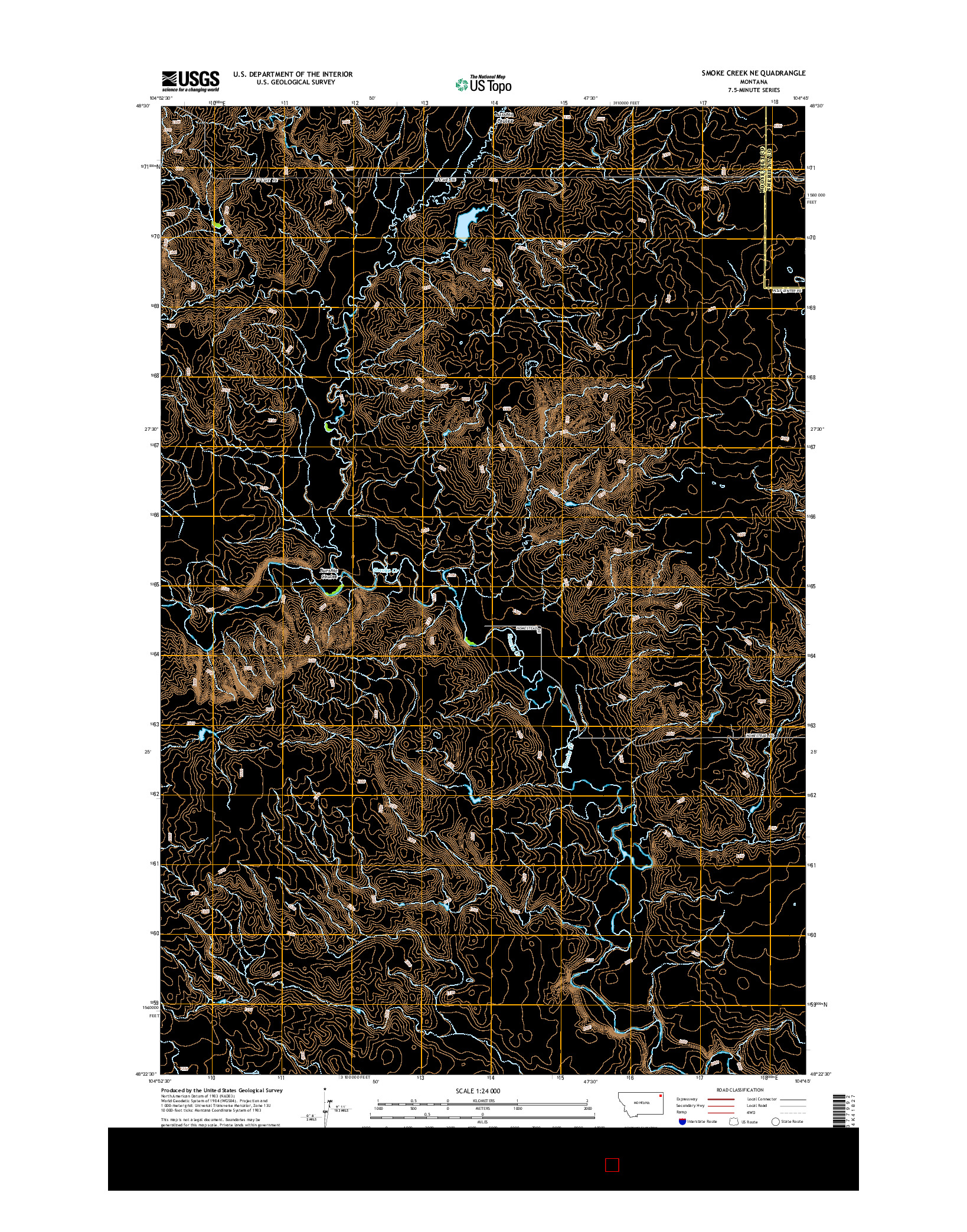 USGS US TOPO 7.5-MINUTE MAP FOR SMOKE CREEK NE, MT 2014