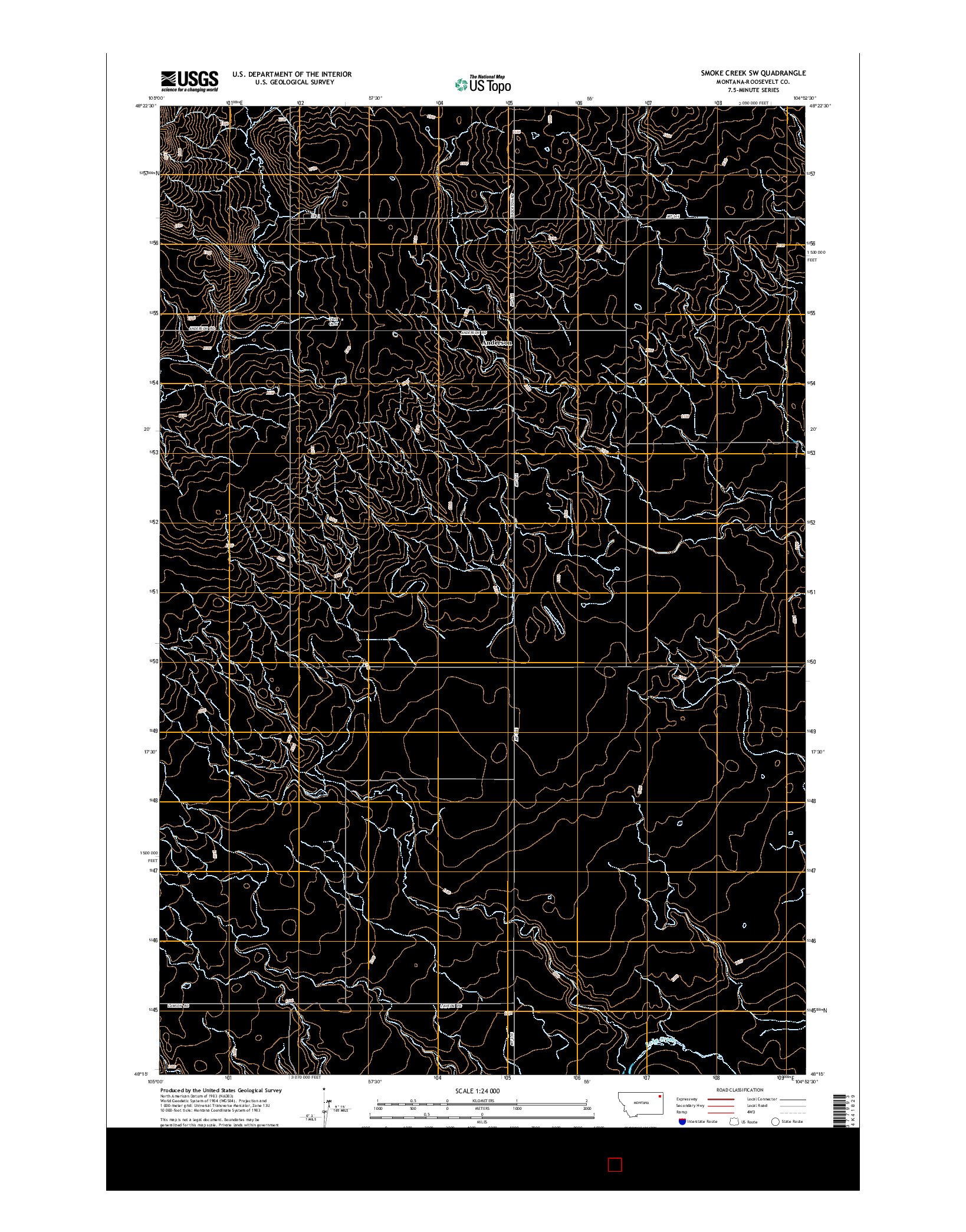 USGS US TOPO 7.5-MINUTE MAP FOR SMOKE CREEK SW, MT 2014