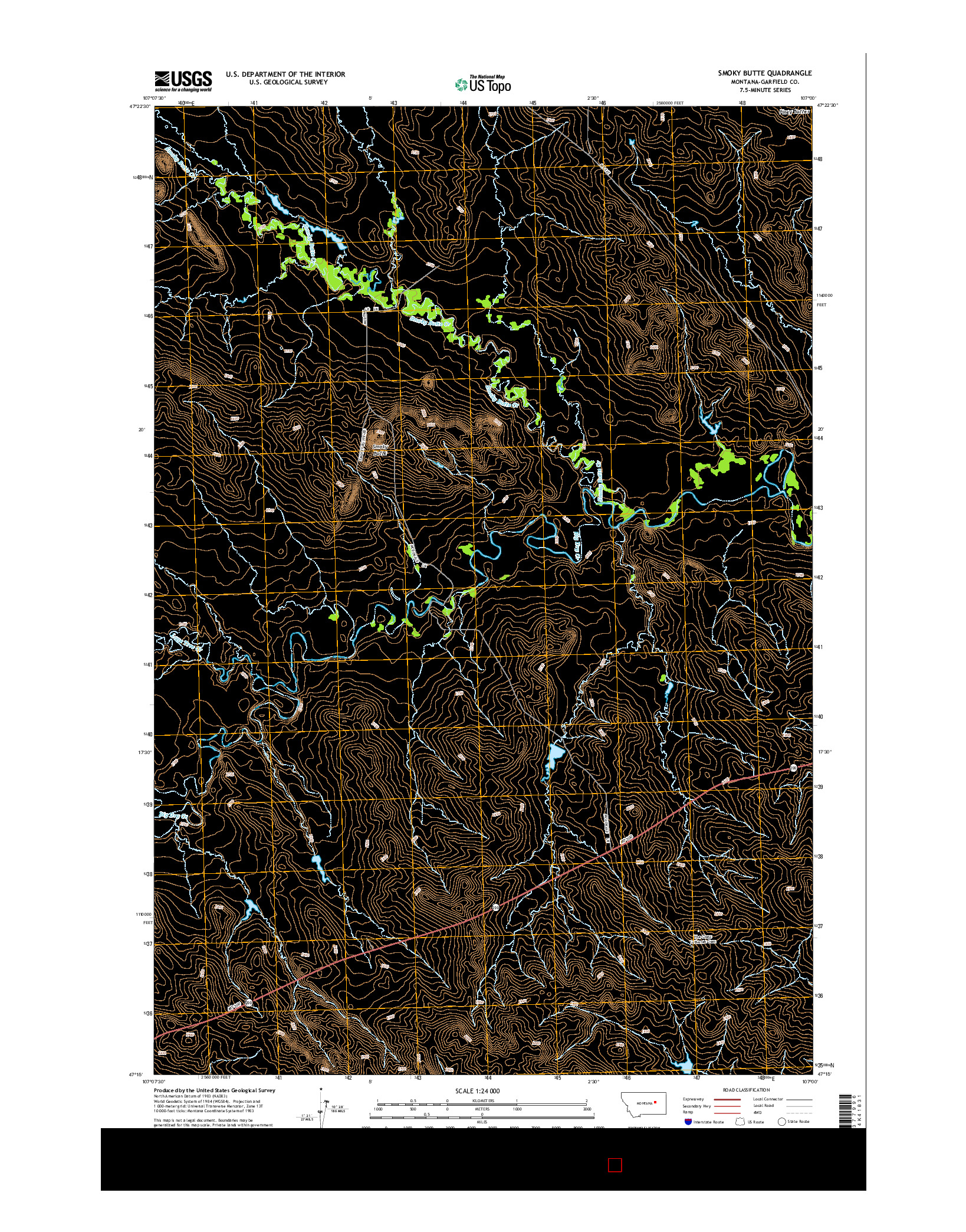 USGS US TOPO 7.5-MINUTE MAP FOR SMOKY BUTTE, MT 2014