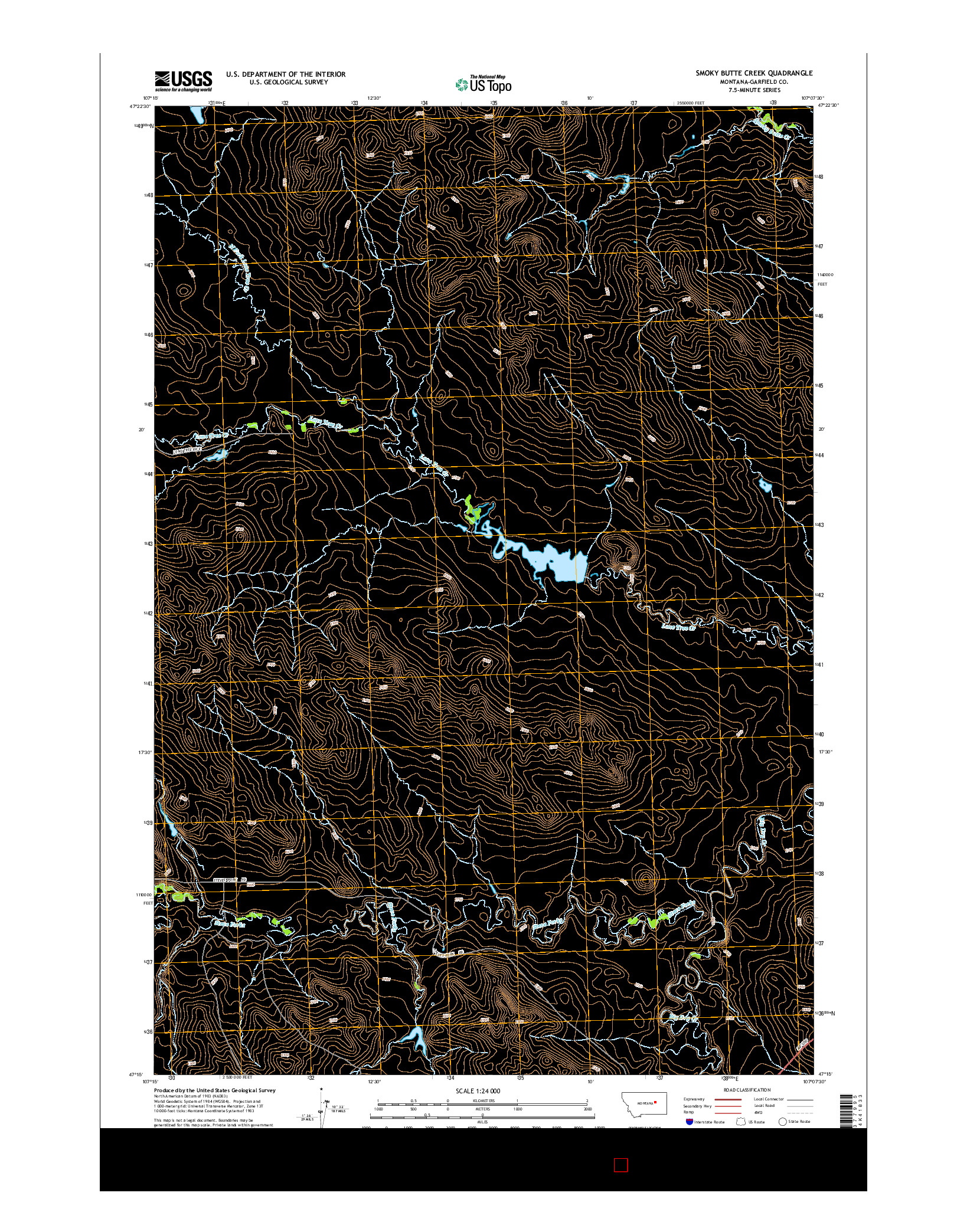 USGS US TOPO 7.5-MINUTE MAP FOR SMOKY BUTTE CREEK, MT 2014