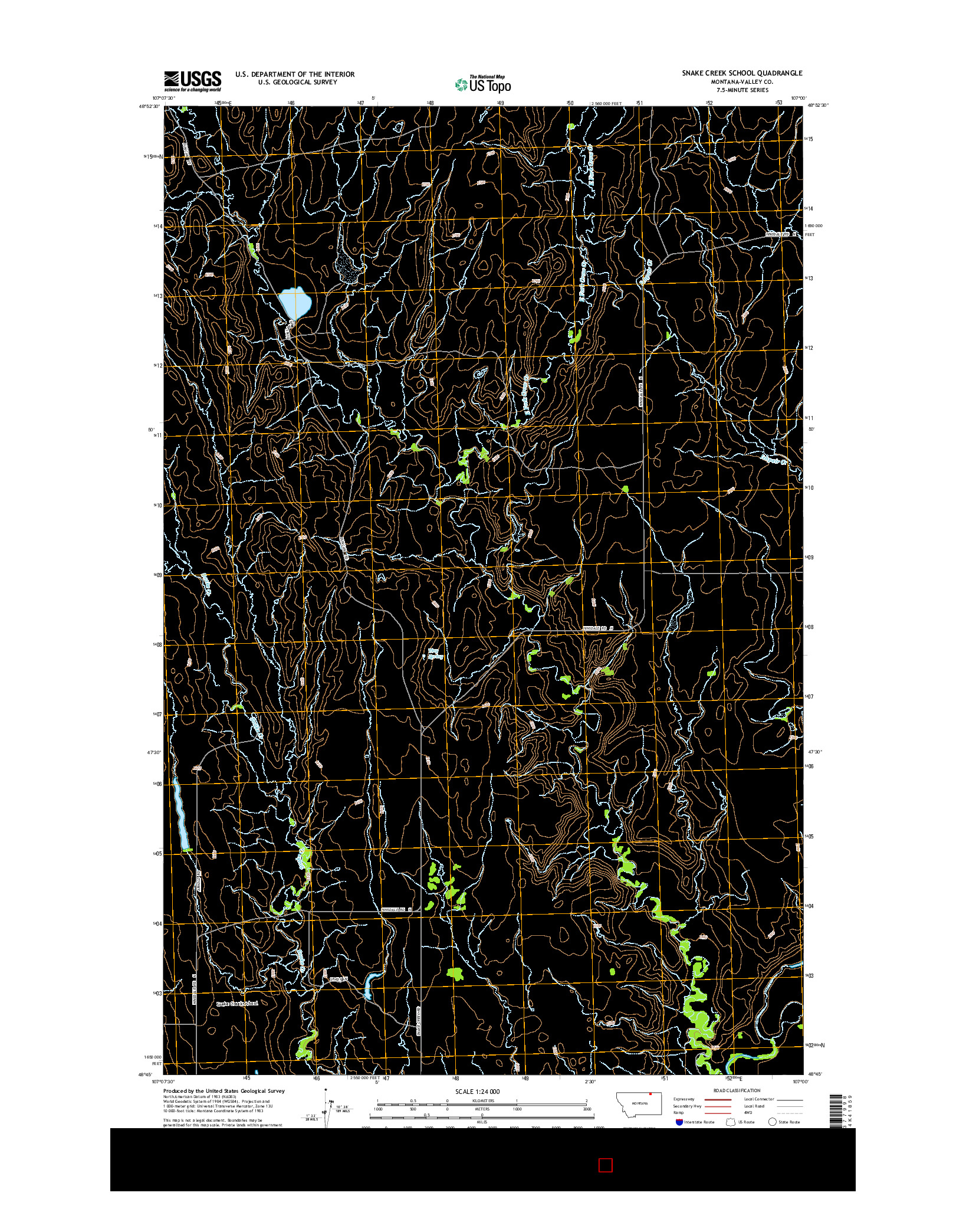 USGS US TOPO 7.5-MINUTE MAP FOR SNAKE CREEK SCHOOL, MT 2014
