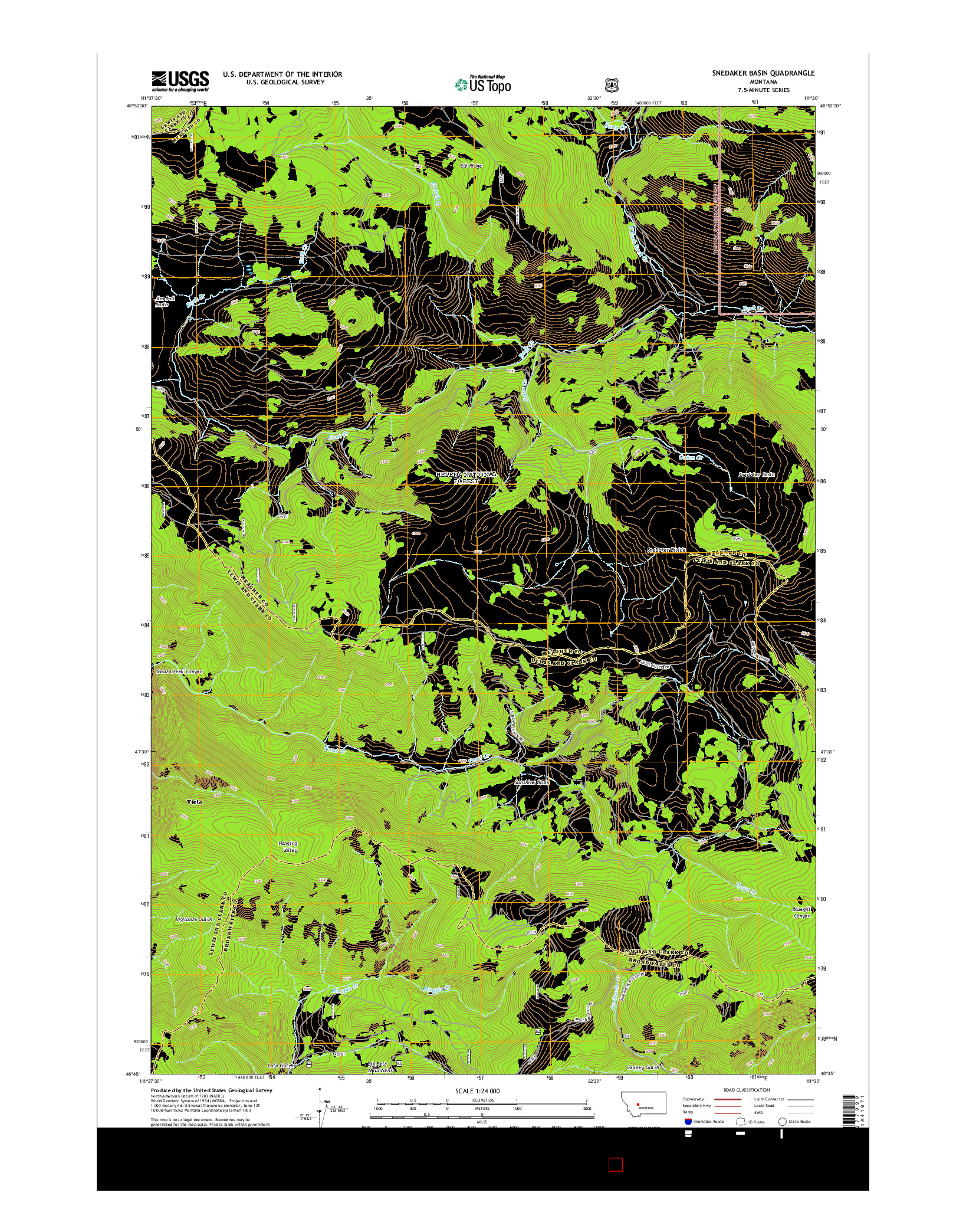 USGS US TOPO 7.5-MINUTE MAP FOR SNEDAKER BASIN, MT 2014