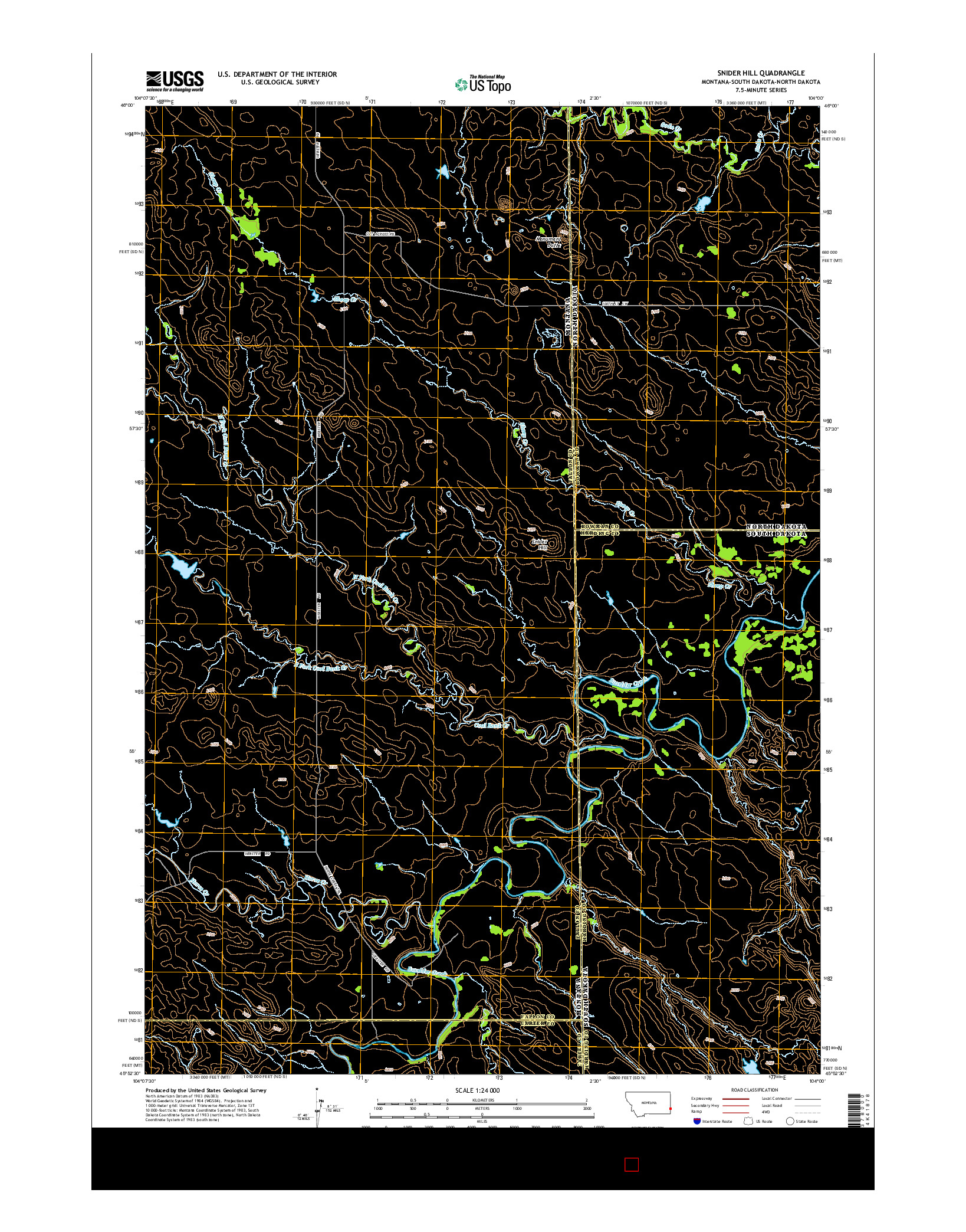 USGS US TOPO 7.5-MINUTE MAP FOR SNIDER HILL, MT-SD-ND 2014
