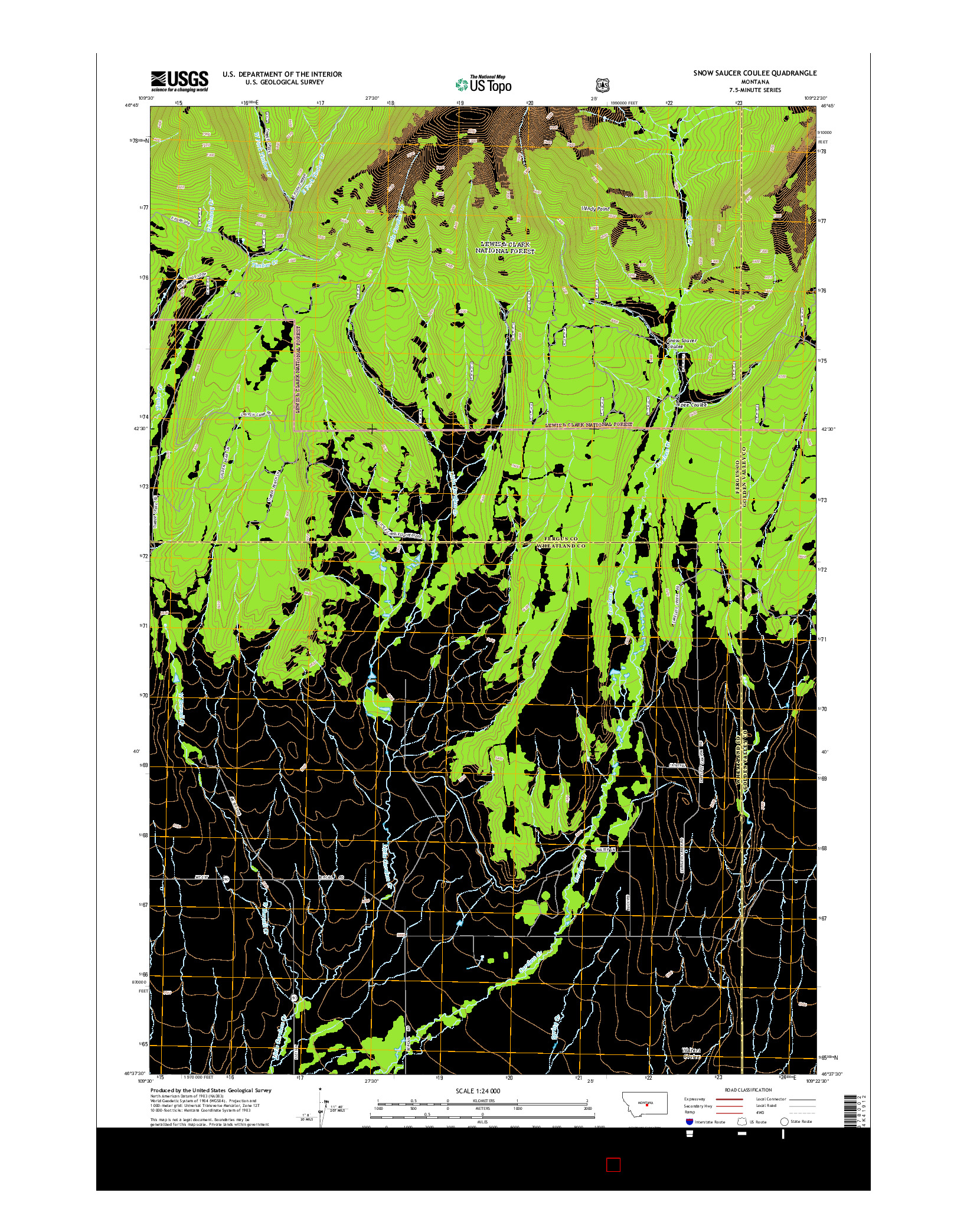 USGS US TOPO 7.5-MINUTE MAP FOR SNOW SAUCER COULEE, MT 2014