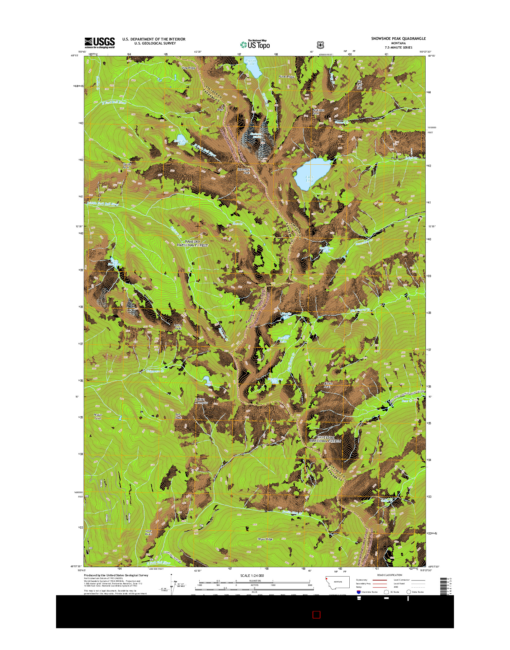 USGS US TOPO 7.5-MINUTE MAP FOR SNOWSHOE PEAK, MT 2014