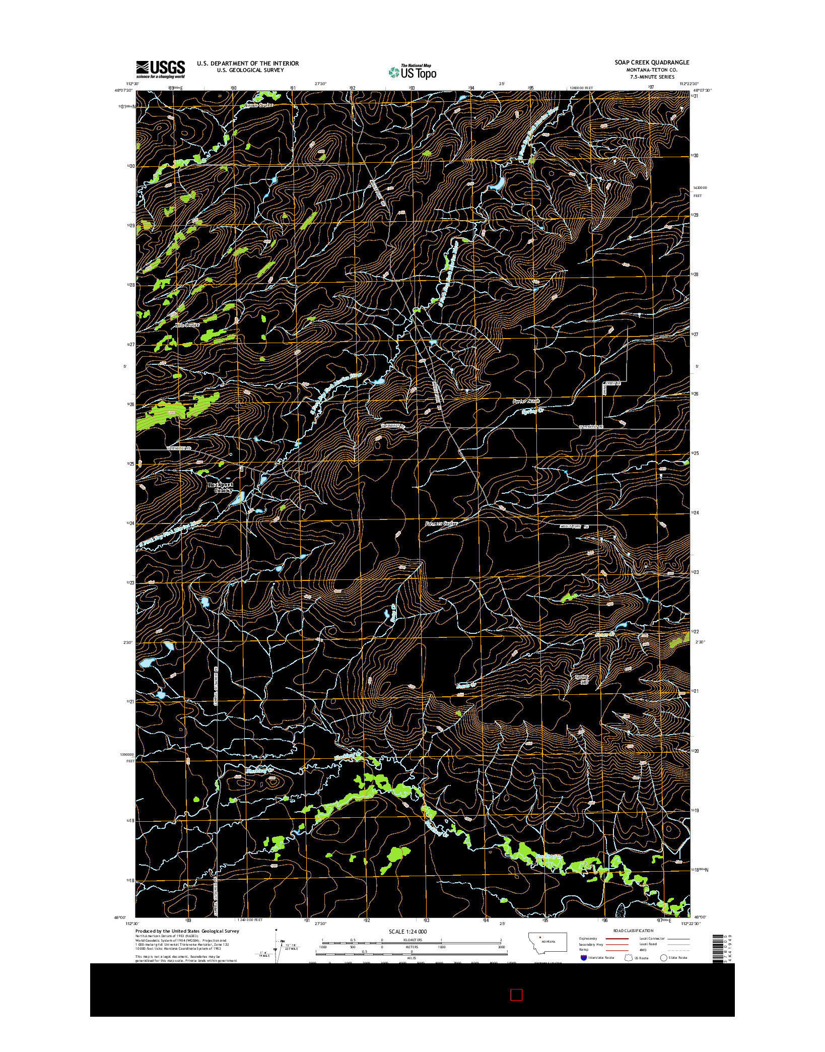 USGS US TOPO 7.5-MINUTE MAP FOR SOAP CREEK, MT 2014