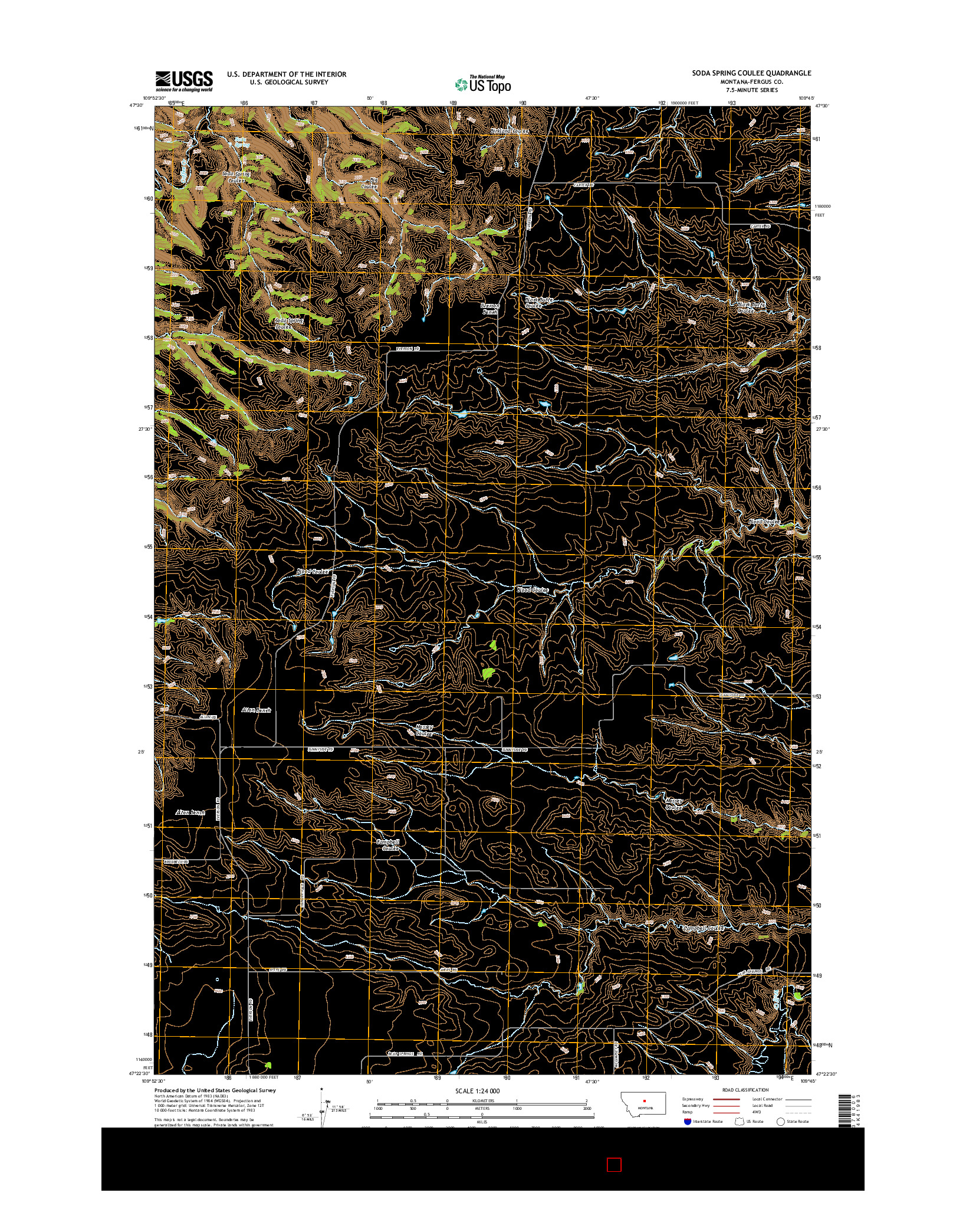 USGS US TOPO 7.5-MINUTE MAP FOR SODA SPRING COULEE, MT 2014