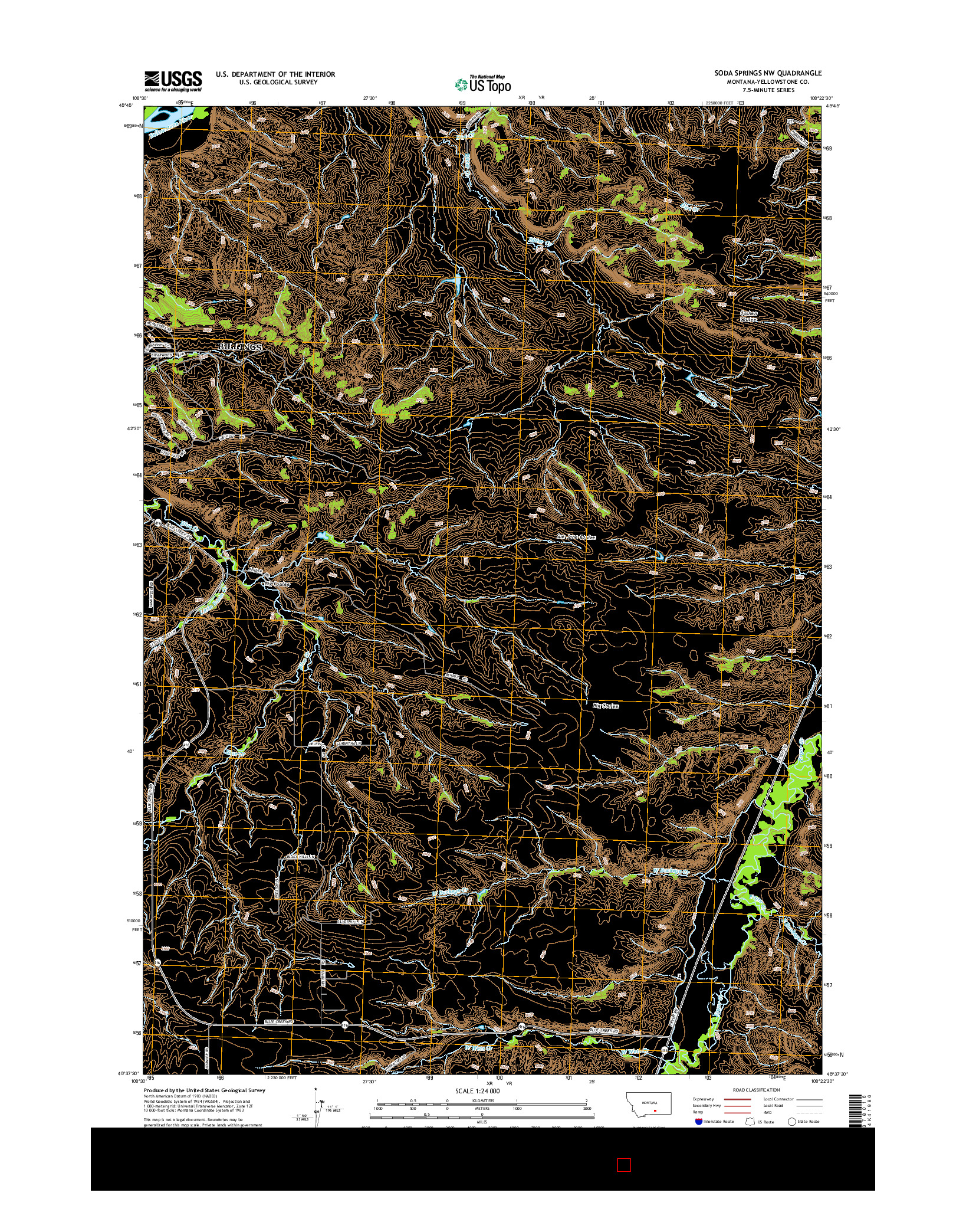 USGS US TOPO 7.5-MINUTE MAP FOR SODA SPRINGS NW, MT 2014