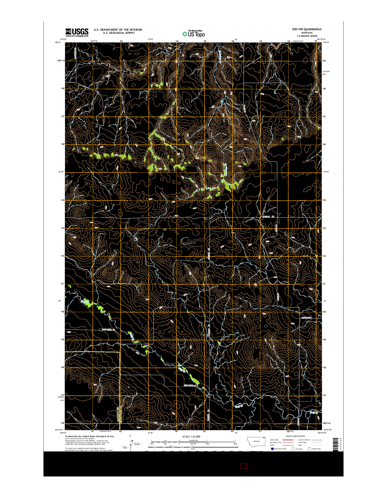 USGS US TOPO 7.5-MINUTE MAP FOR SOO NW, MT 2014