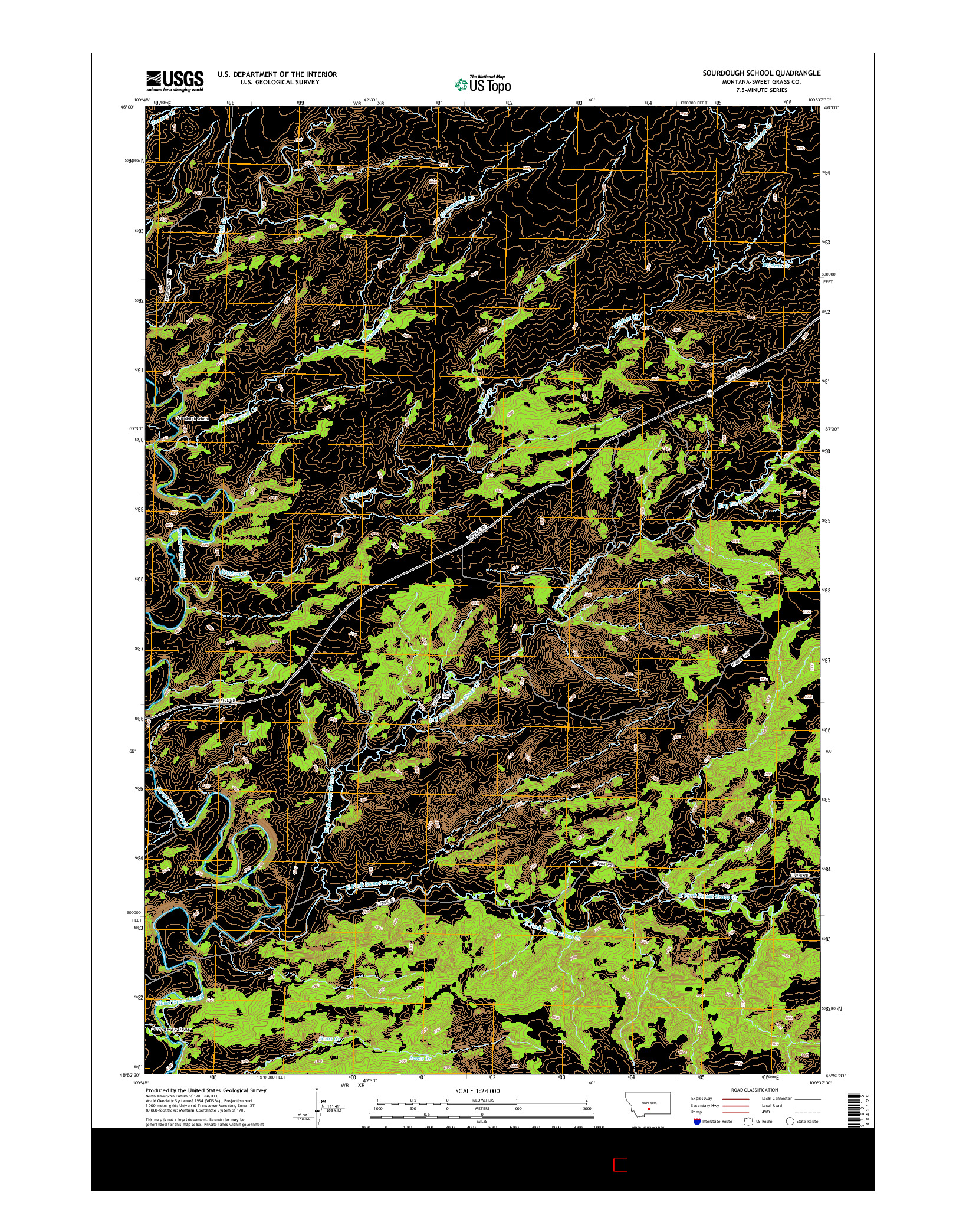 USGS US TOPO 7.5-MINUTE MAP FOR SOURDOUGH SCHOOL, MT 2014