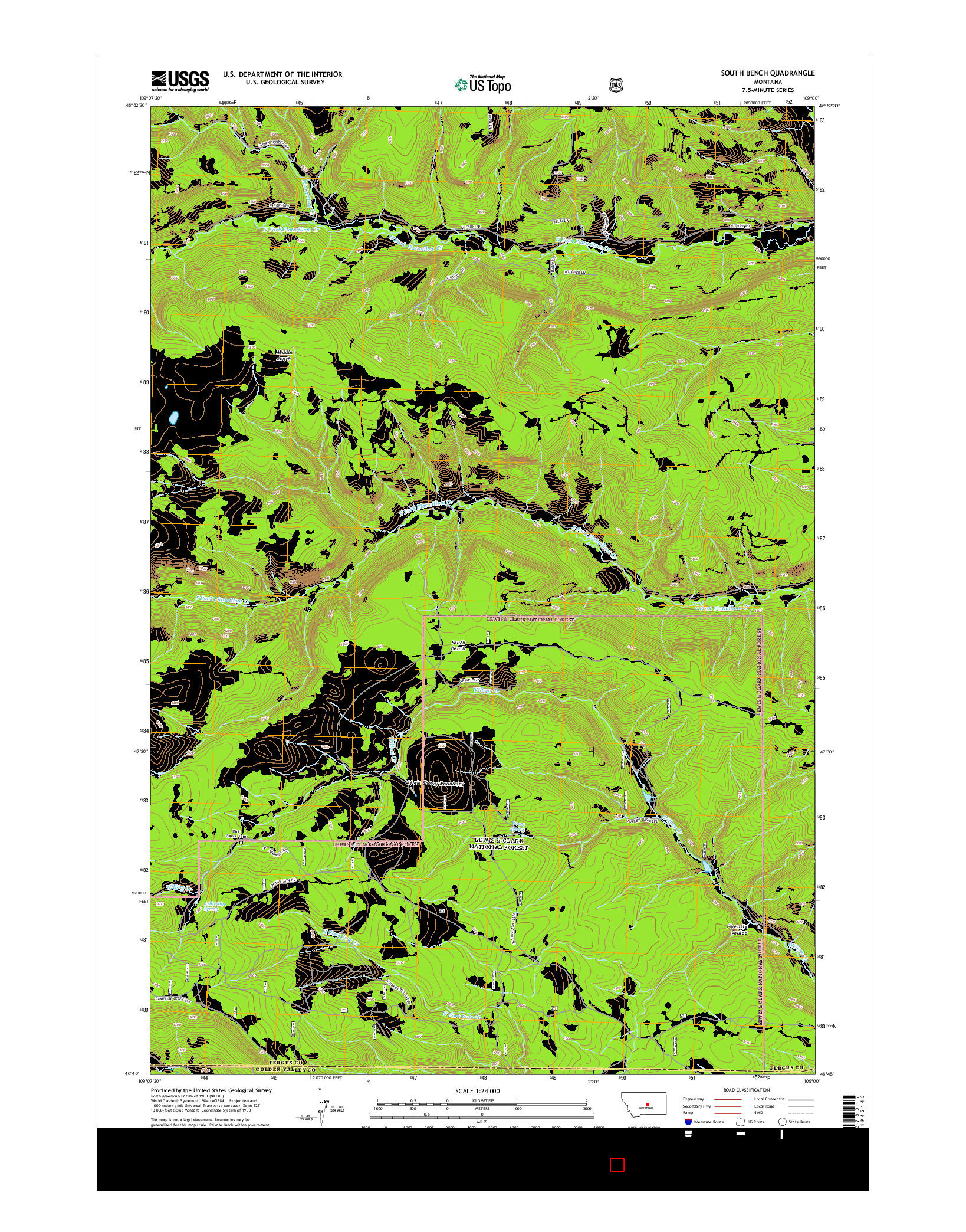 USGS US TOPO 7.5-MINUTE MAP FOR SOUTH BENCH, MT 2014