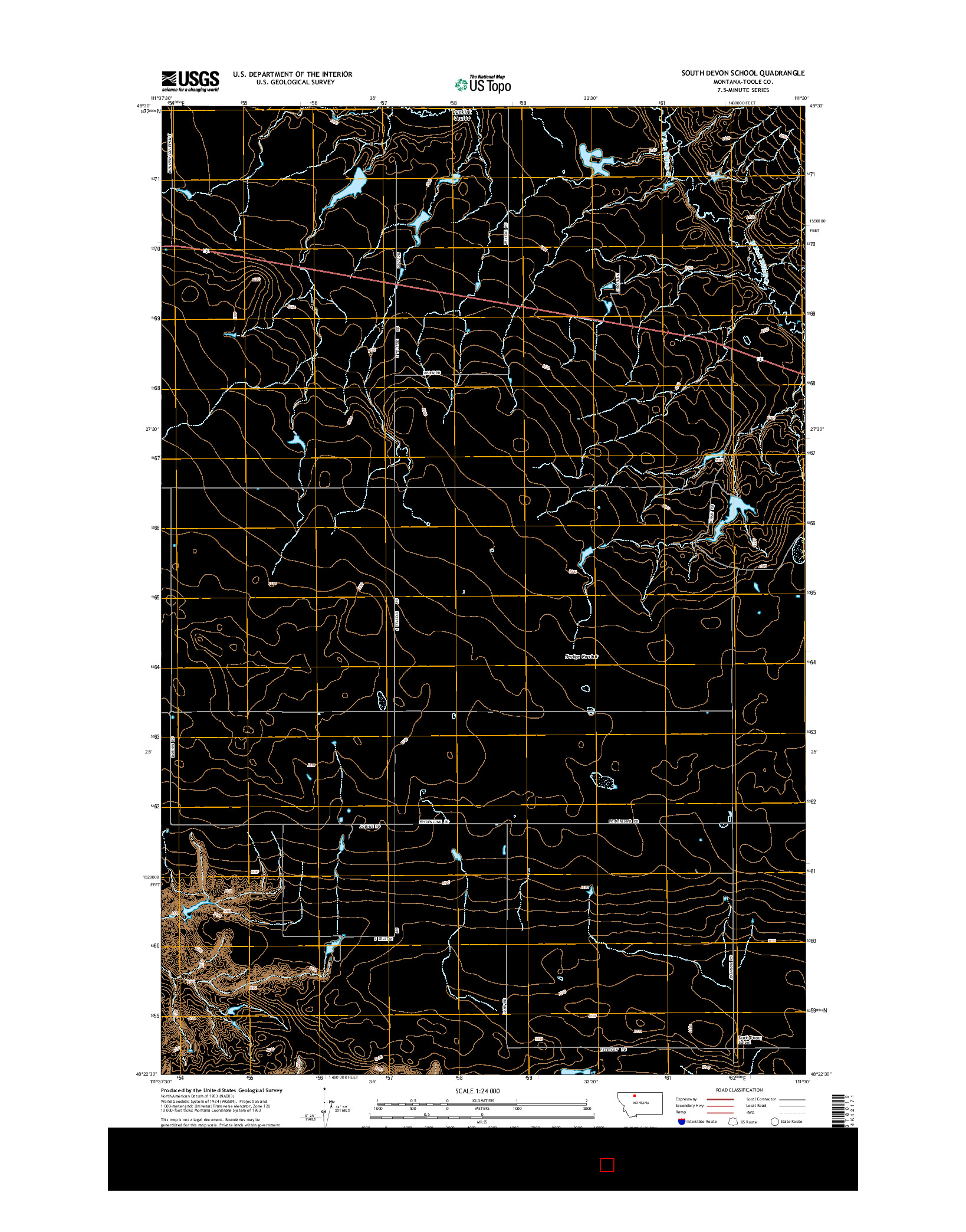 USGS US TOPO 7.5-MINUTE MAP FOR SOUTH DEVON SCHOOL, MT 2014