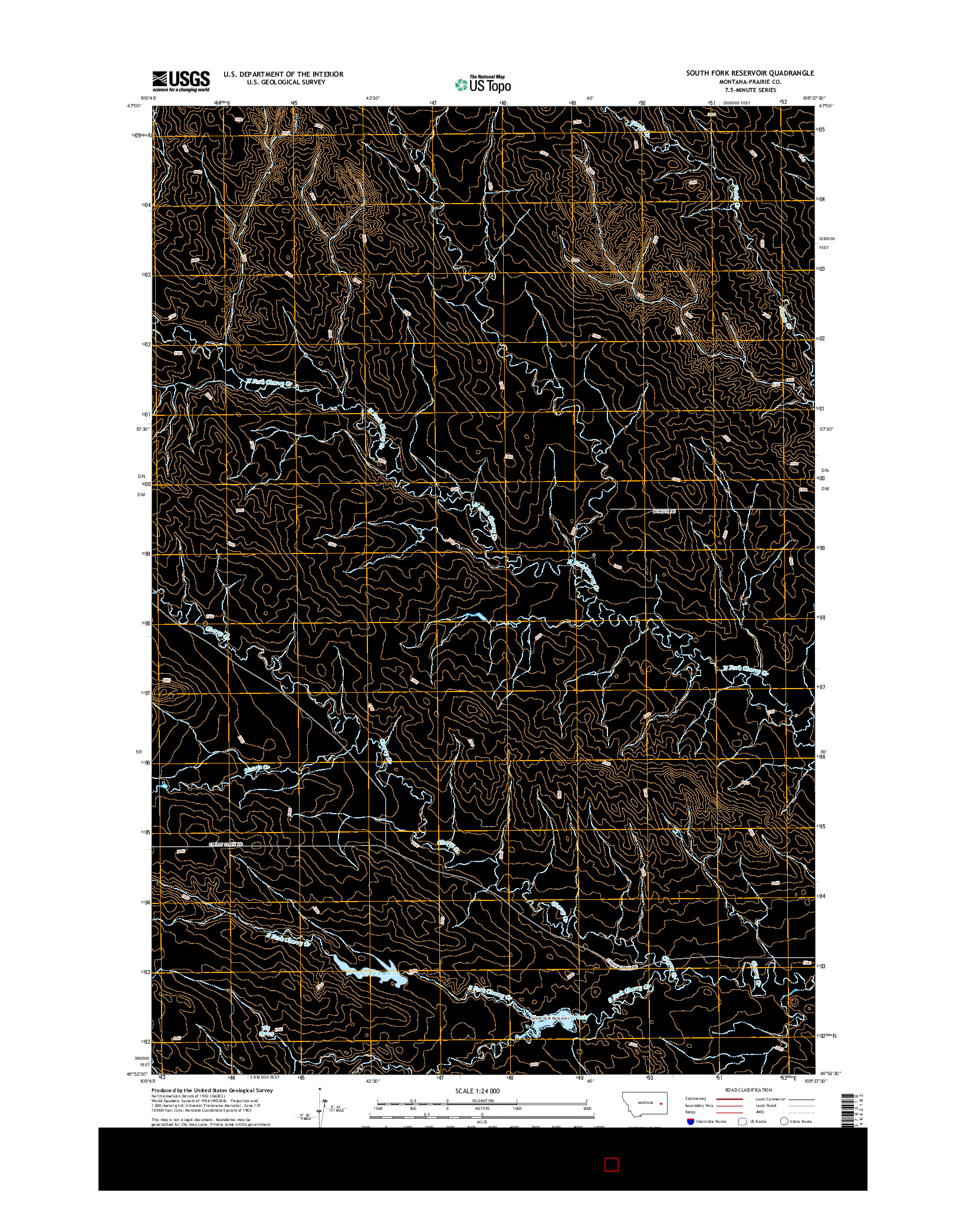 USGS US TOPO 7.5-MINUTE MAP FOR SOUTH FORK RESERVOIR, MT 2014