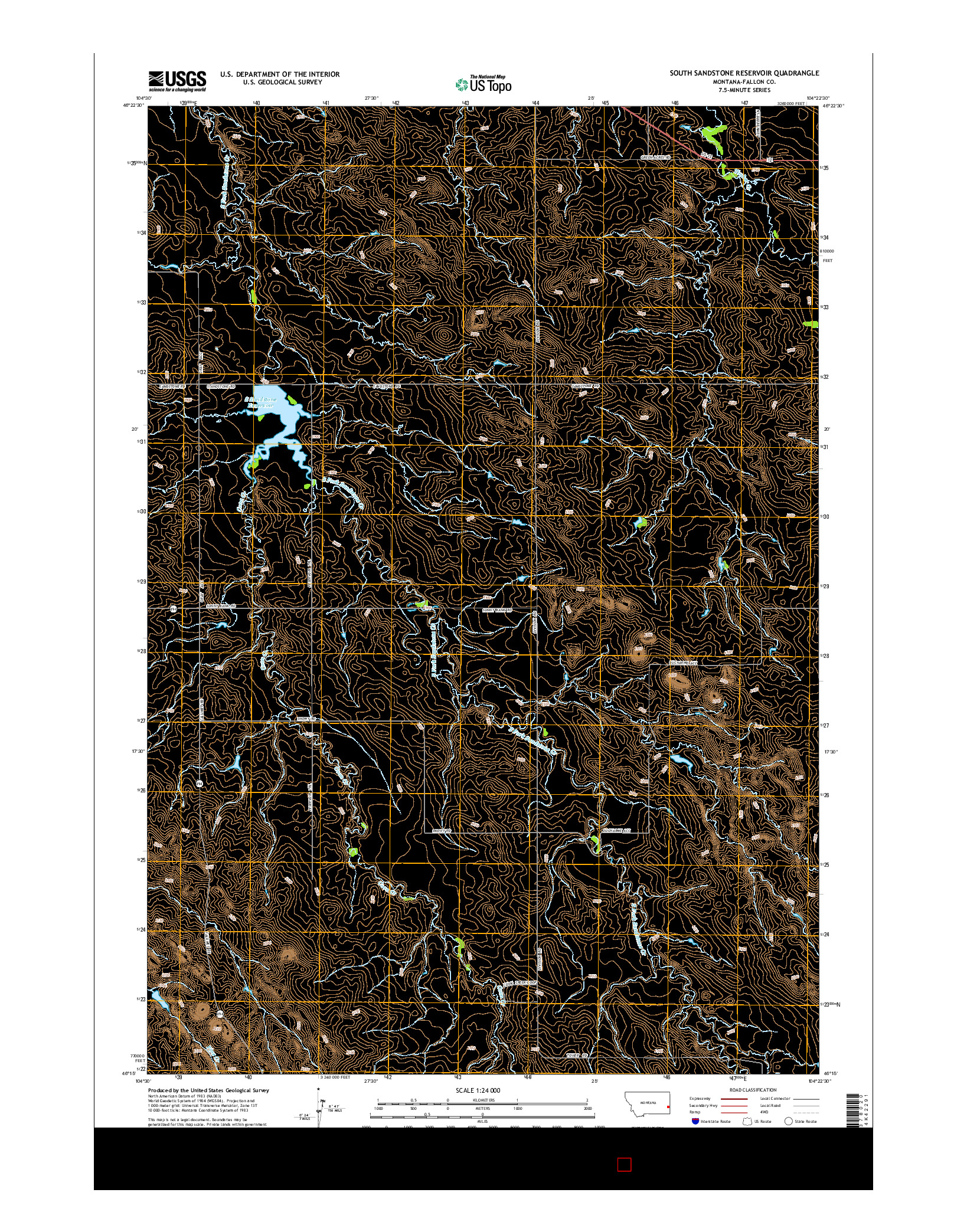 USGS US TOPO 7.5-MINUTE MAP FOR SOUTH SANDSTONE RESERVOIR, MT 2014