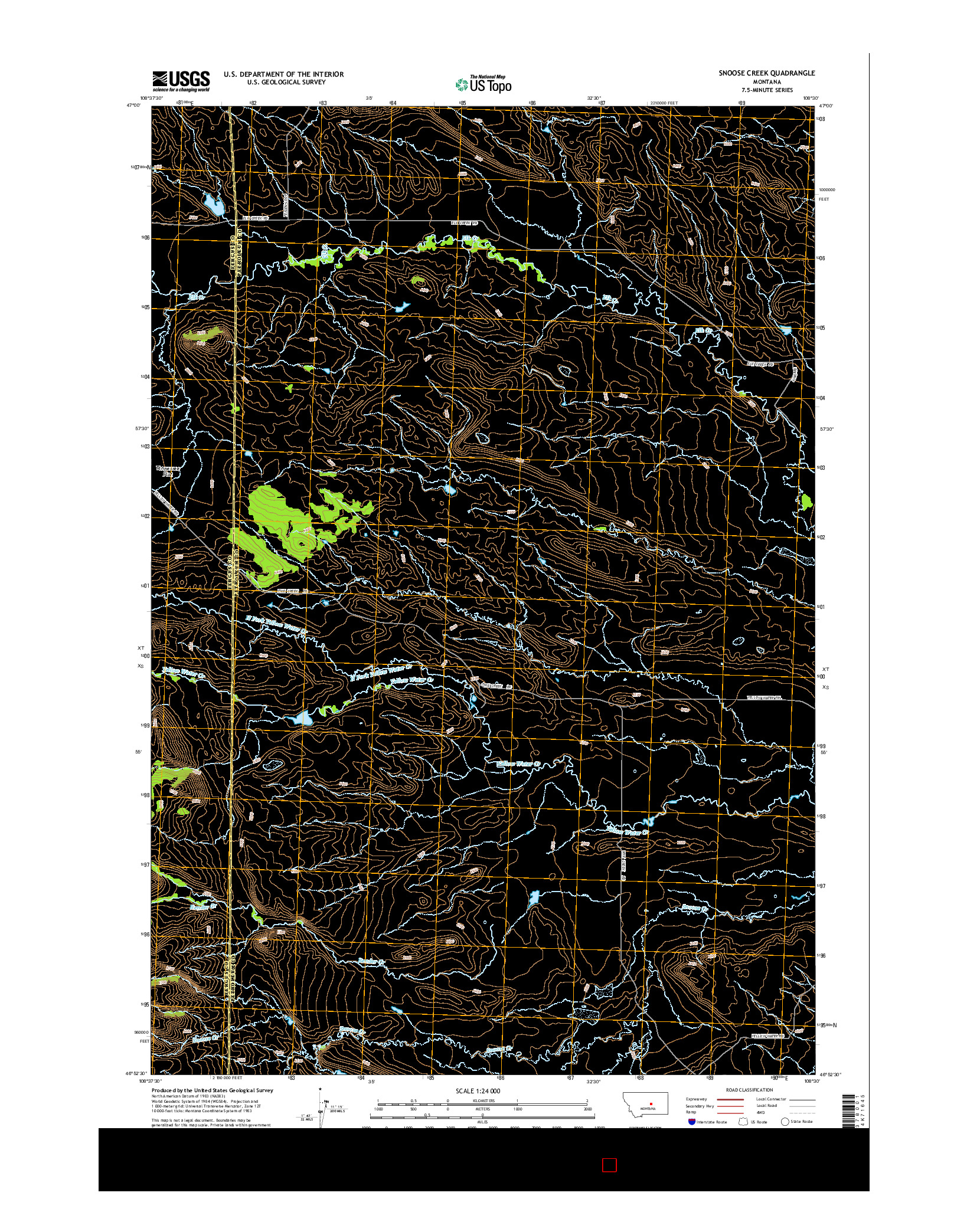 USGS US TOPO 7.5-MINUTE MAP FOR SNOOSE CREEK, MT 2014