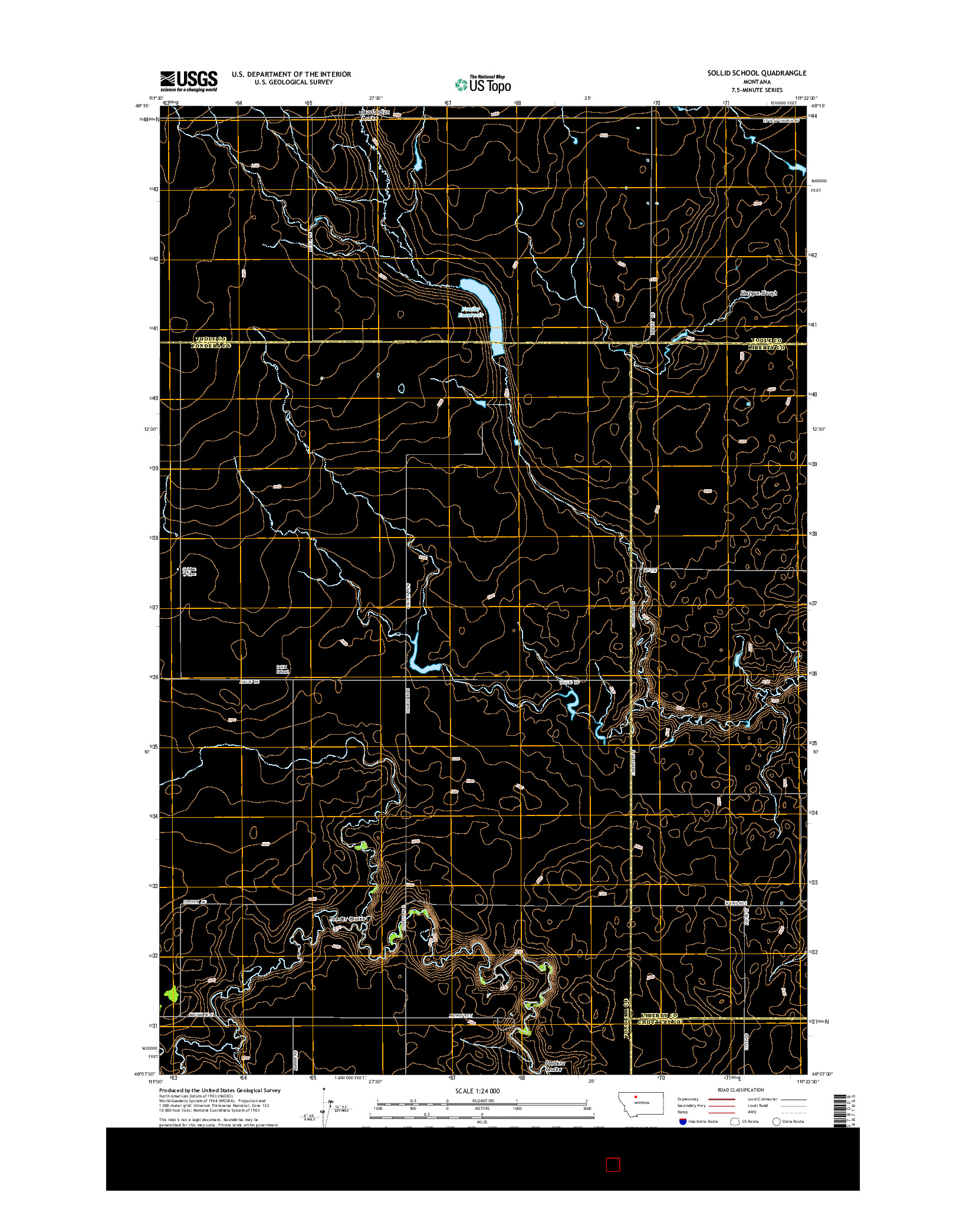 USGS US TOPO 7.5-MINUTE MAP FOR SOLLID SCHOOL, MT 2014