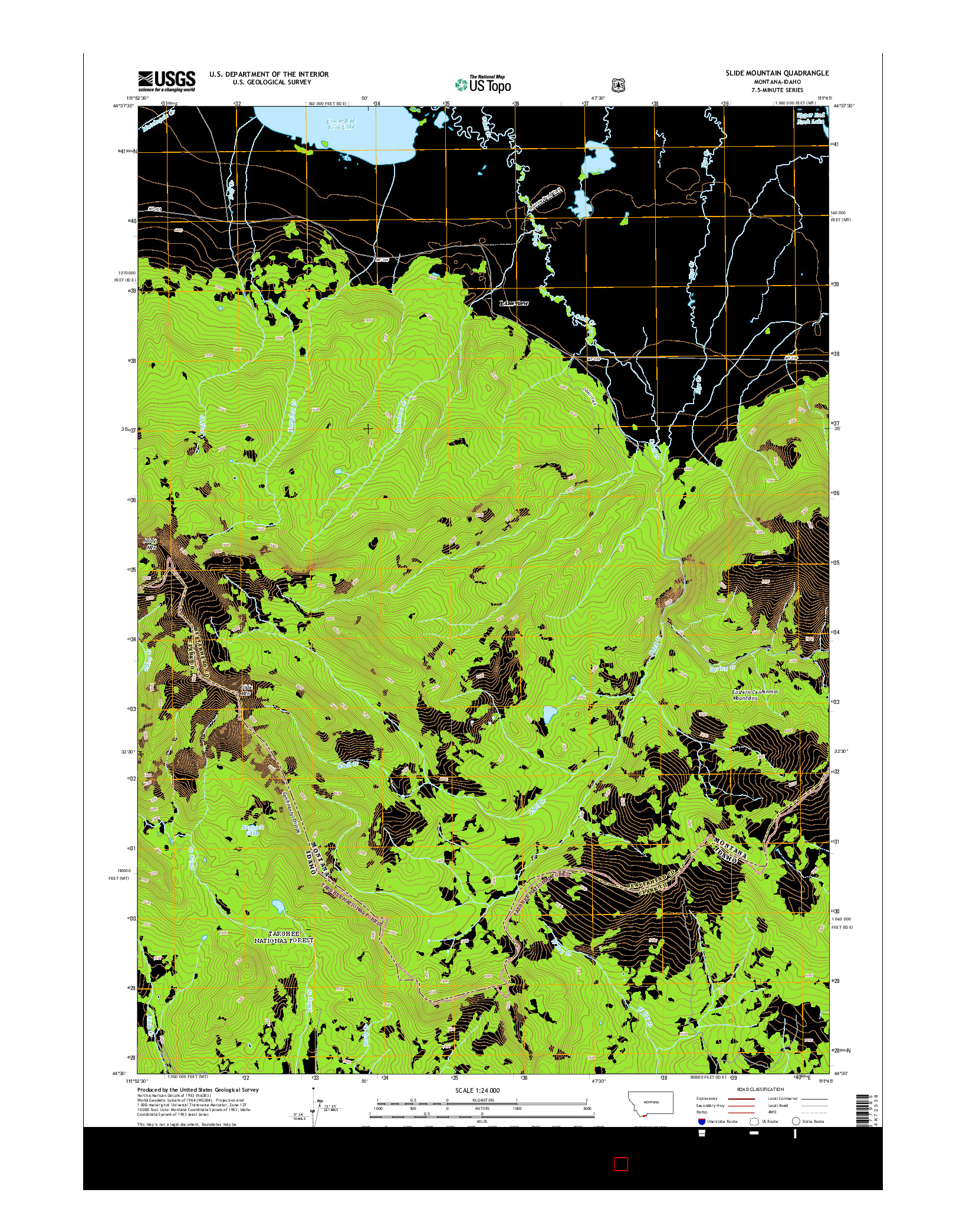USGS US TOPO 7.5-MINUTE MAP FOR SLIDE MOUNTAIN, MT-ID 2014