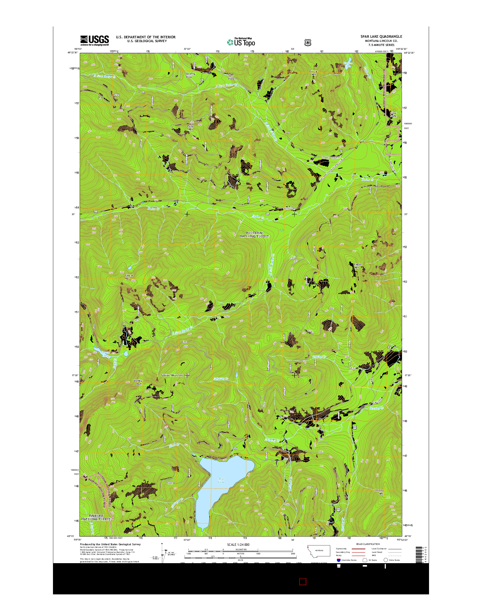 USGS US TOPO 7.5-MINUTE MAP FOR SPAR LAKE, MT 2014