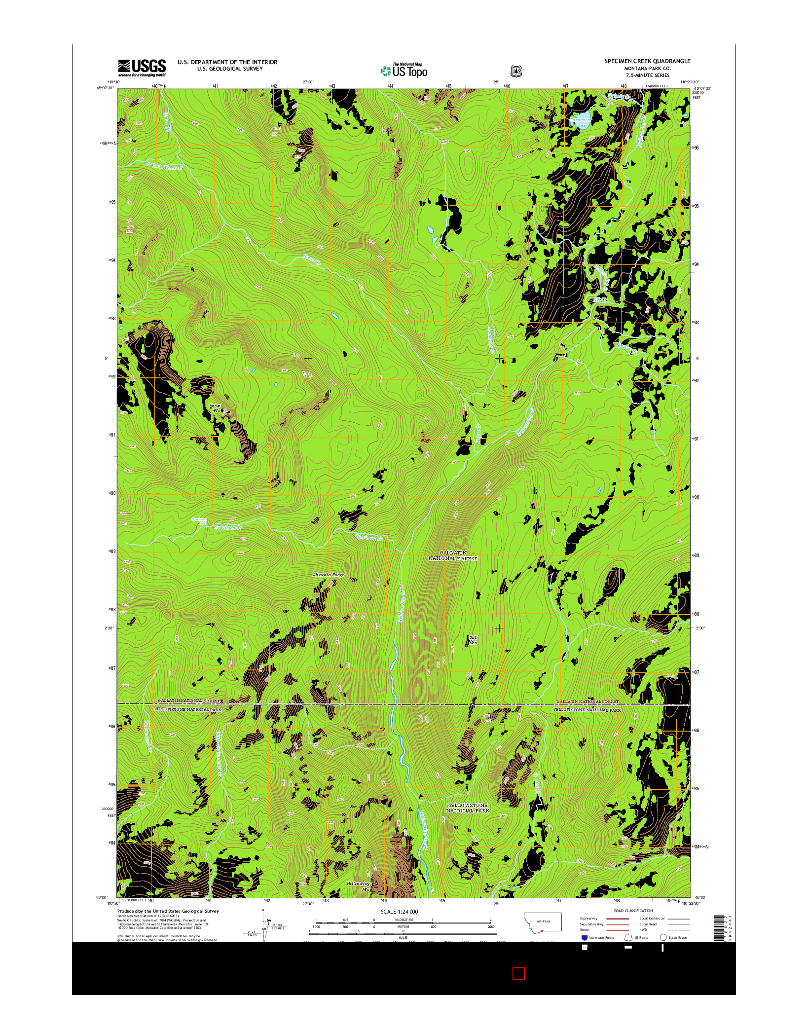 USGS US TOPO 7.5-MINUTE MAP FOR SPECIMEN CREEK, MT 2014