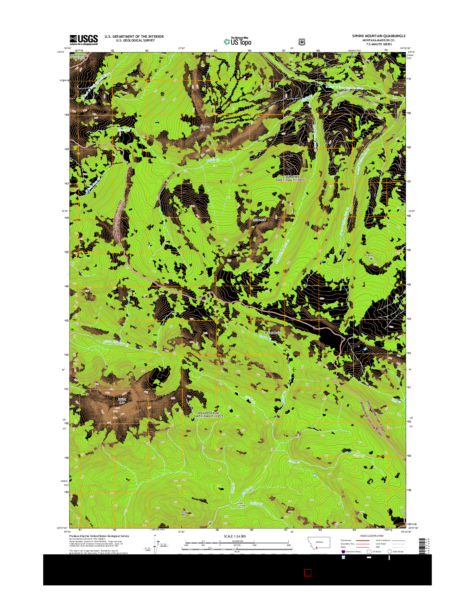 USGS US TOPO 7.5-MINUTE MAP FOR SPHINX MOUNTAIN, MT 2014