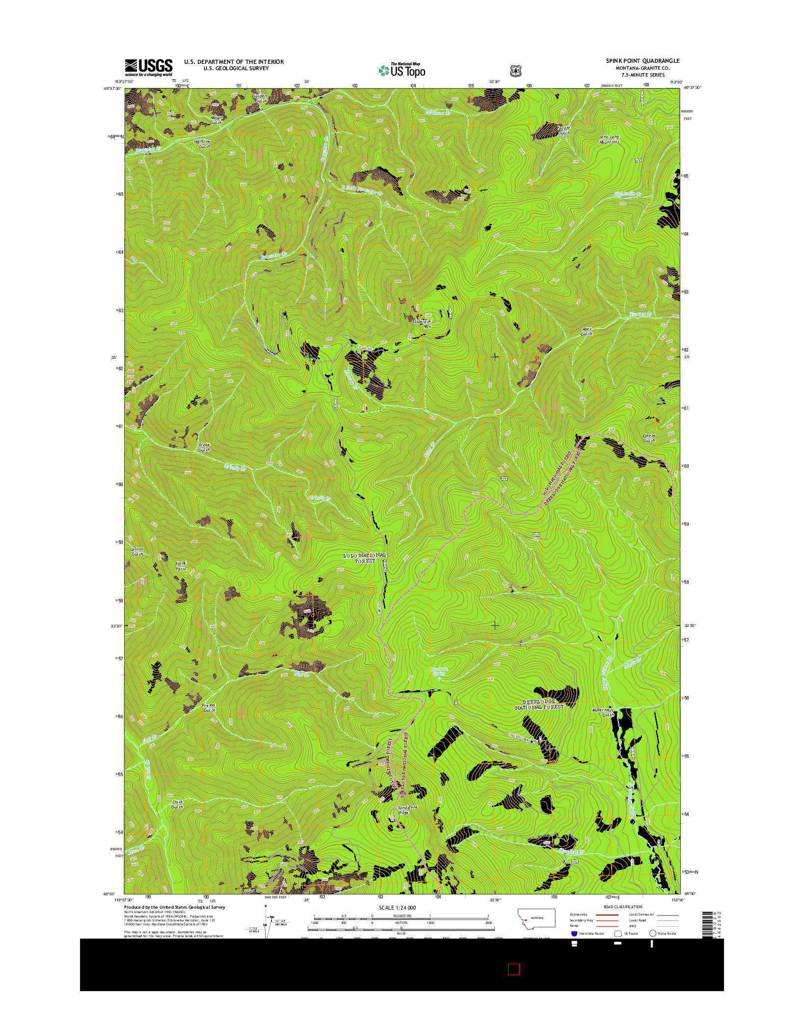 USGS US TOPO 7.5-MINUTE MAP FOR SPINK POINT, MT 2014