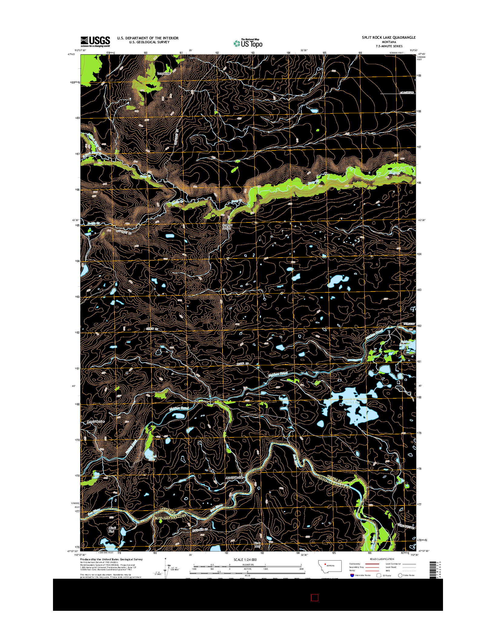 USGS US TOPO 7.5-MINUTE MAP FOR SPLIT ROCK LAKE, MT 2014