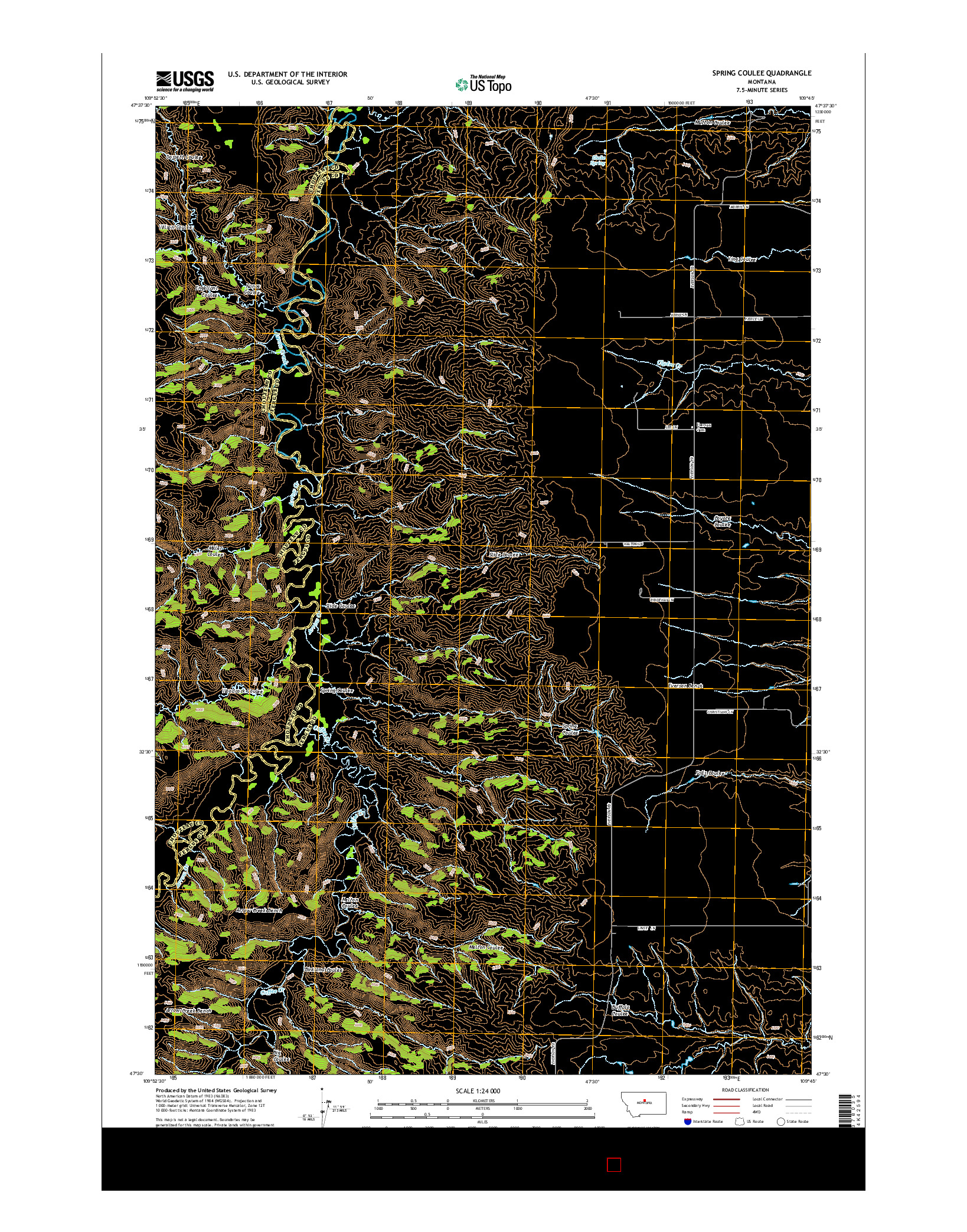 USGS US TOPO 7.5-MINUTE MAP FOR SPRING COULEE, MT 2014