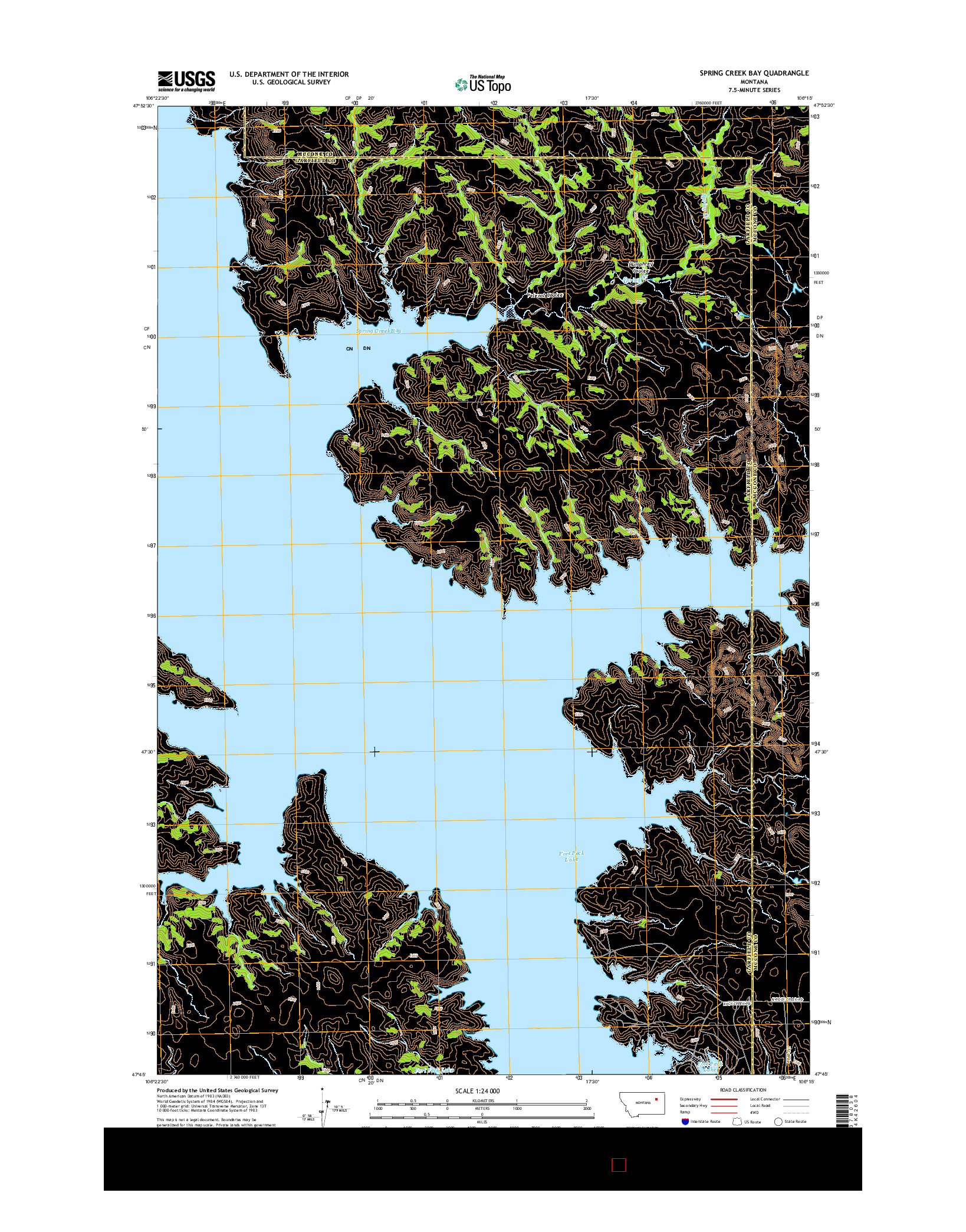 USGS US TOPO 7.5-MINUTE MAP FOR SPRING CREEK BAY, MT 2014