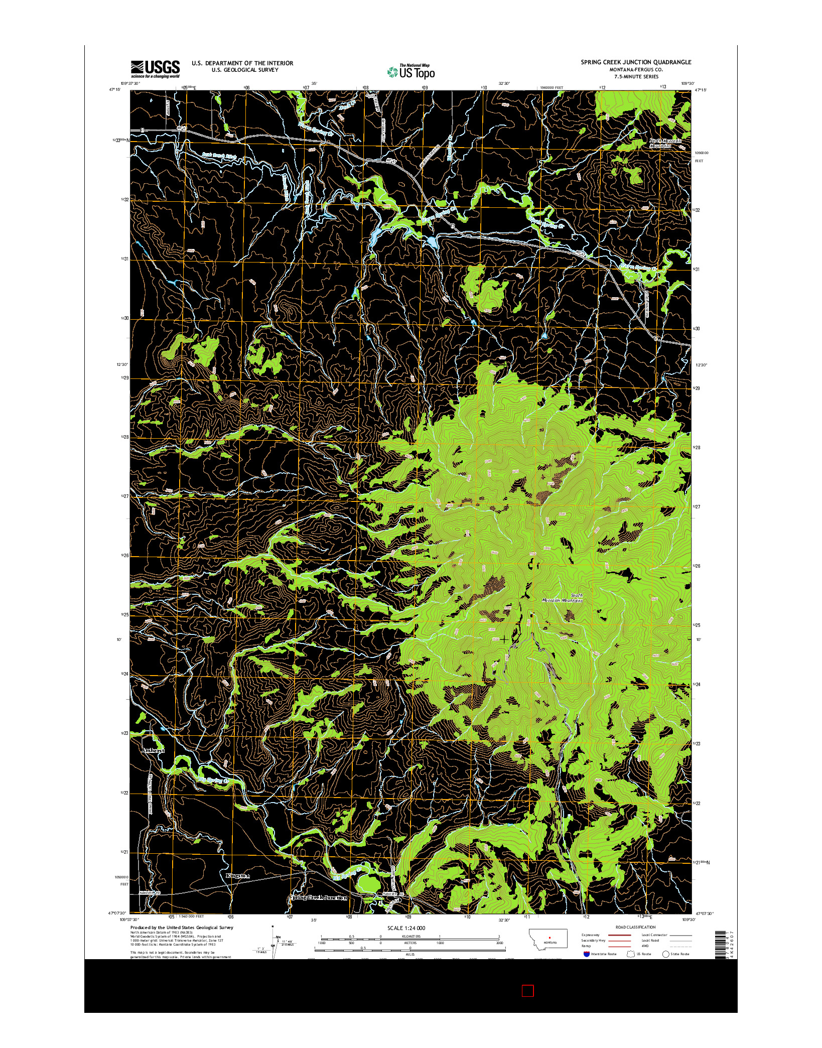 USGS US TOPO 7.5-MINUTE MAP FOR SPRING CREEK JUNCTION, MT 2014