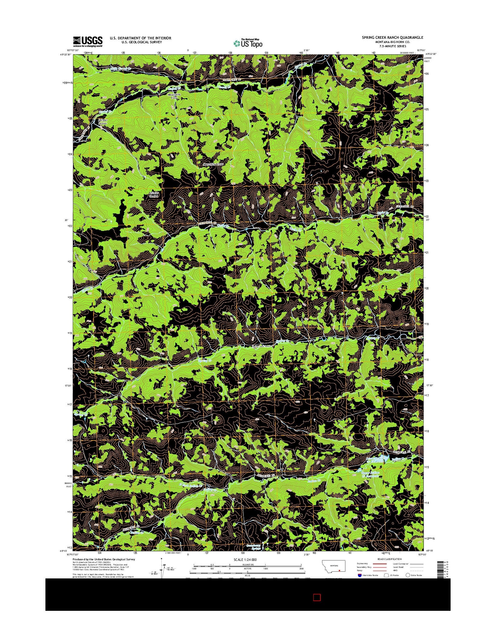 USGS US TOPO 7.5-MINUTE MAP FOR SPRING CREEK RANCH, MT 2014