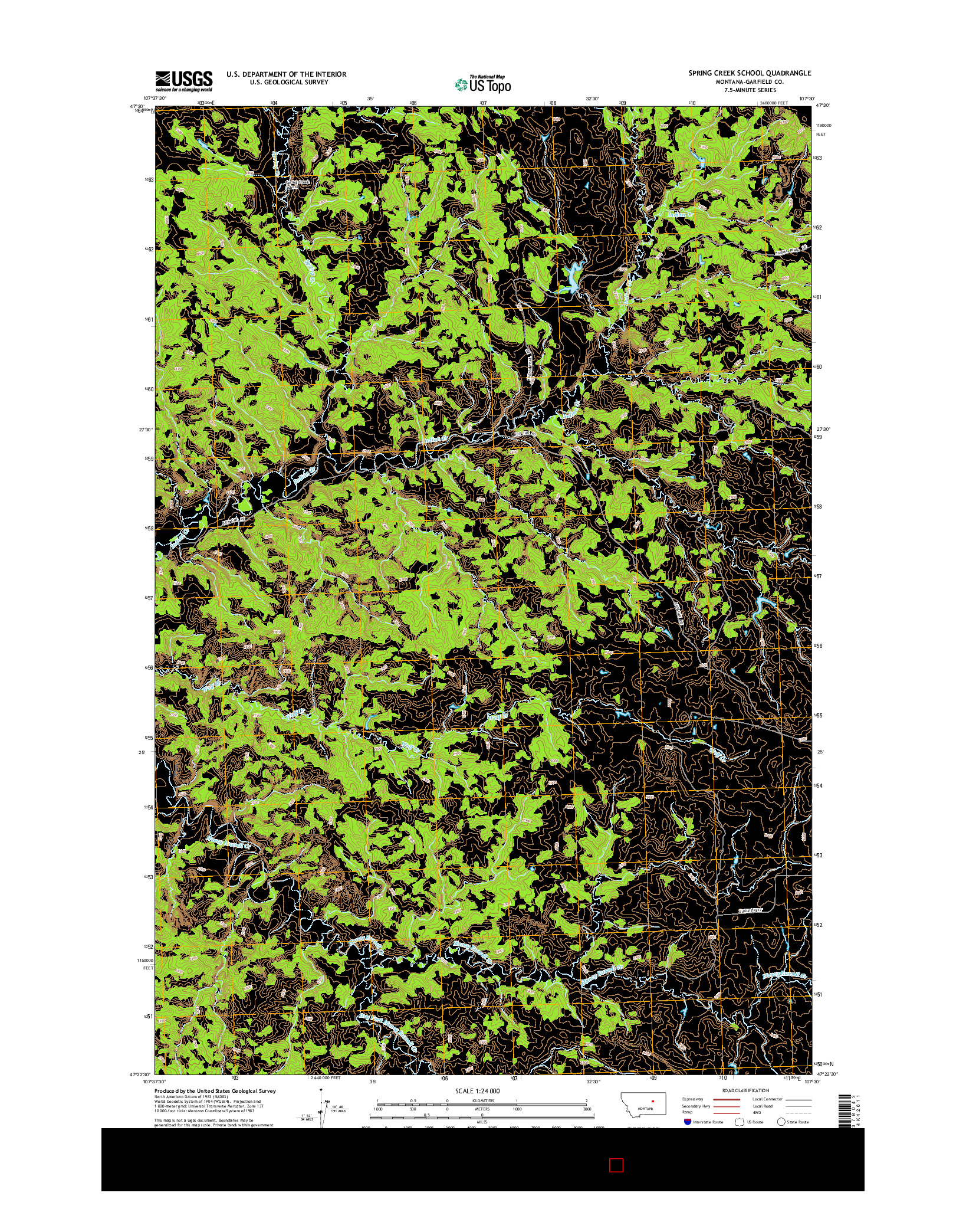 USGS US TOPO 7.5-MINUTE MAP FOR SPRING CREEK SCHOOL, MT 2014