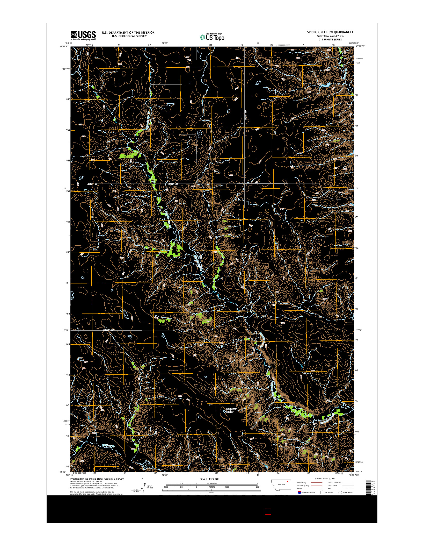USGS US TOPO 7.5-MINUTE MAP FOR SPRING CREEK SW, MT 2014