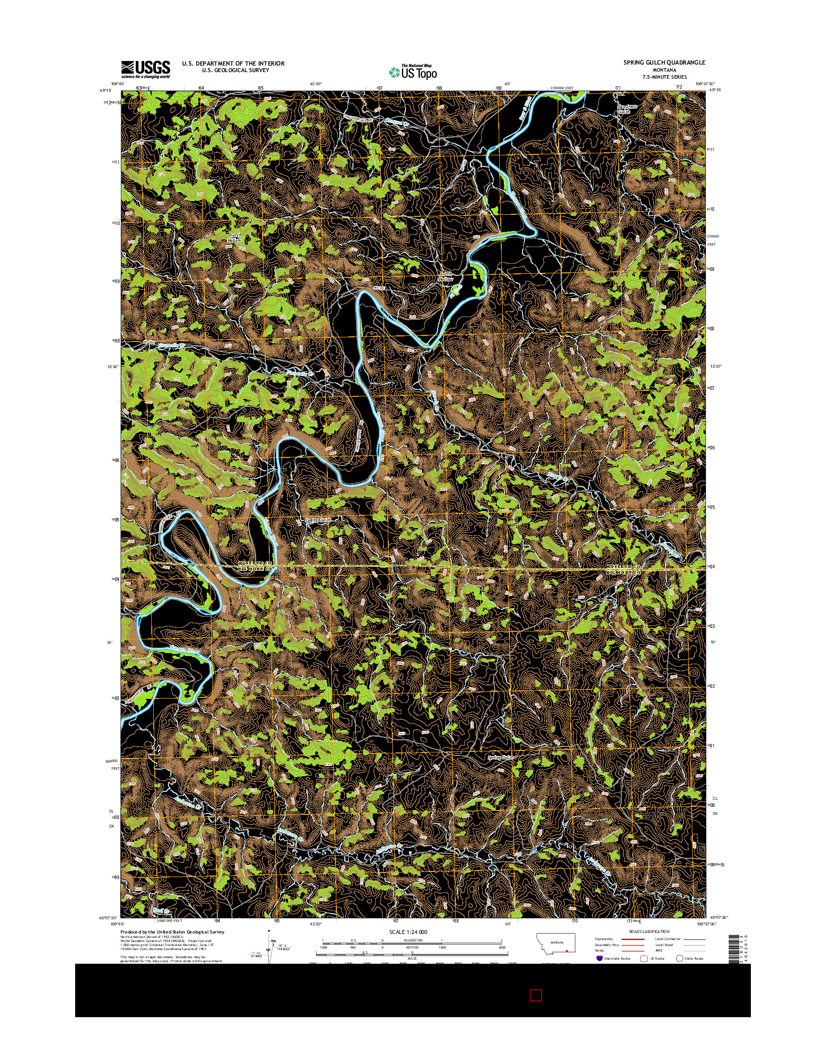 USGS US TOPO 7.5-MINUTE MAP FOR SPRING GULCH, MT 2014