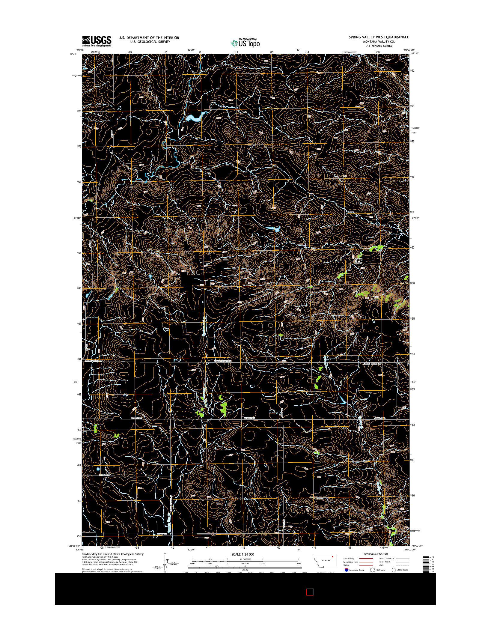 USGS US TOPO 7.5-MINUTE MAP FOR SPRING VALLEY WEST, MT 2014