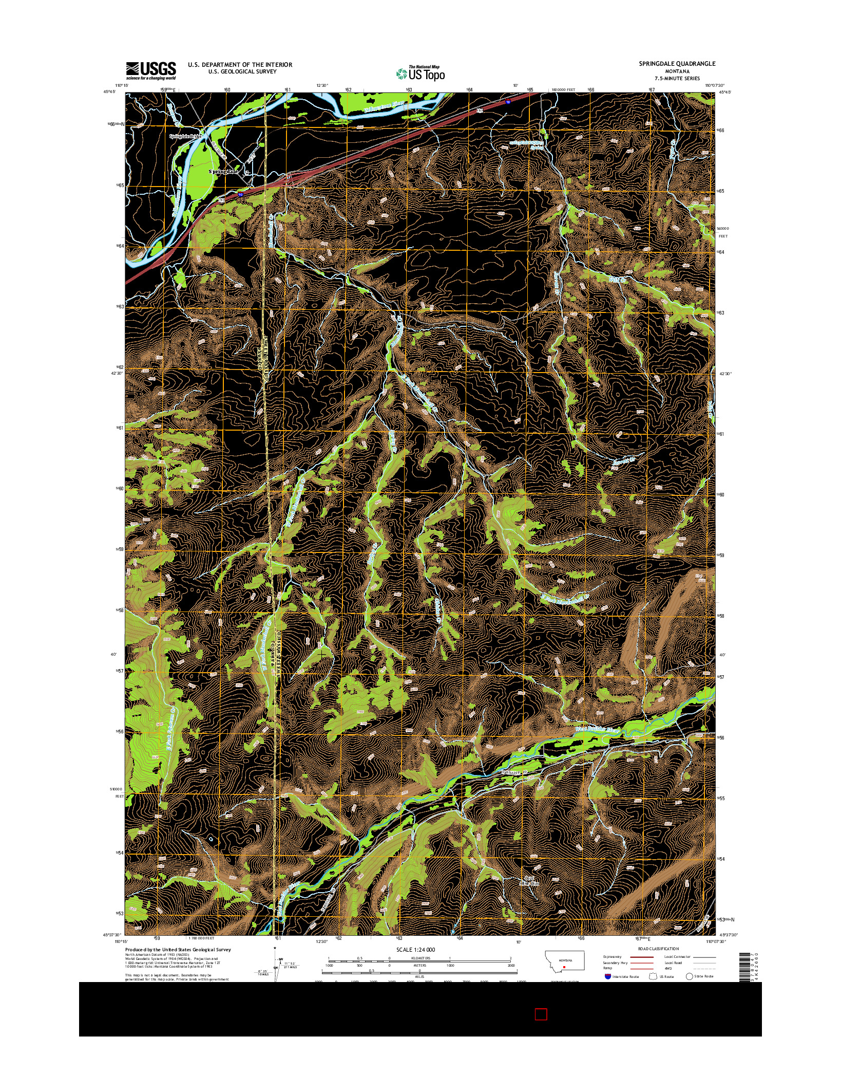 USGS US TOPO 7.5-MINUTE MAP FOR SPRINGDALE, MT 2014